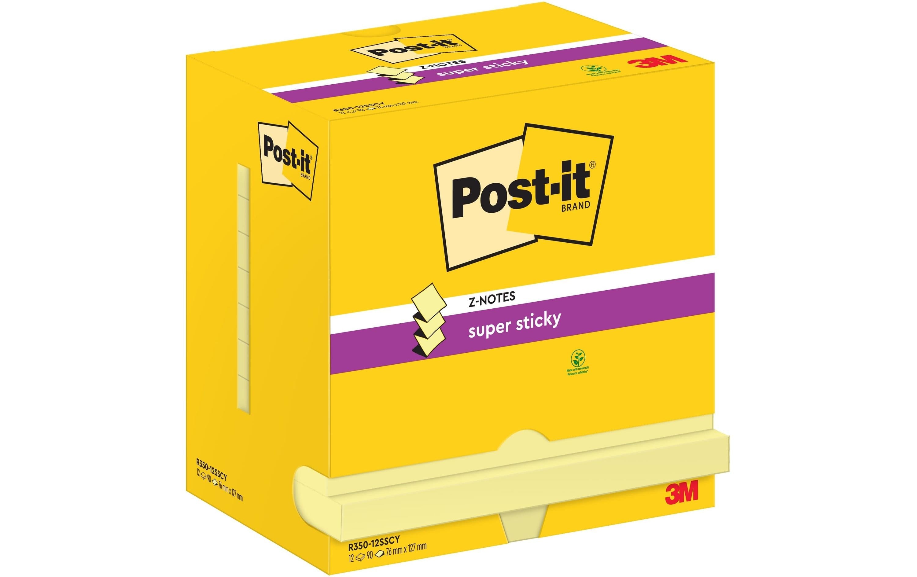 Post-it Notizzettel Super Sticky Z-Notes 76 x 127 mm, Gelb