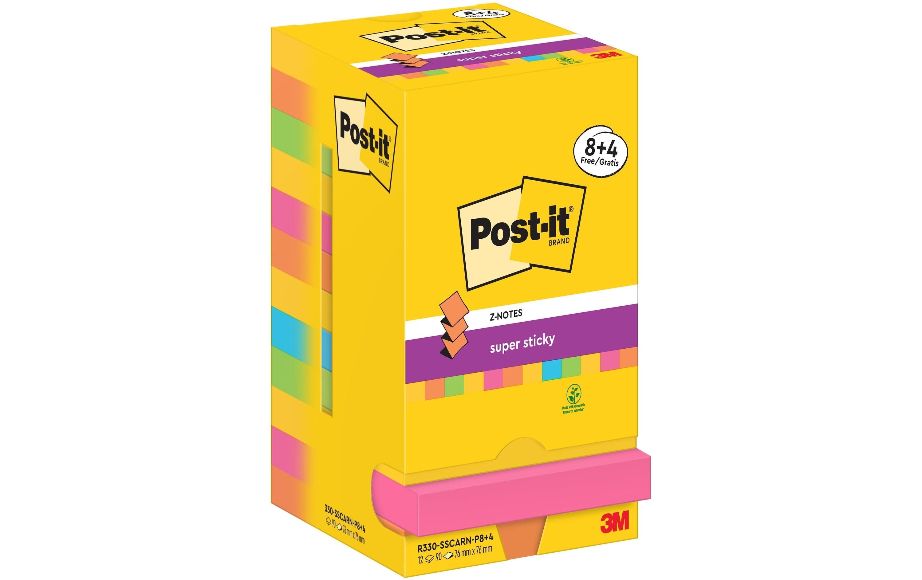 Post-it Notizzettel Super Sticky Z-Notes 76 x 76 mm, Carnival