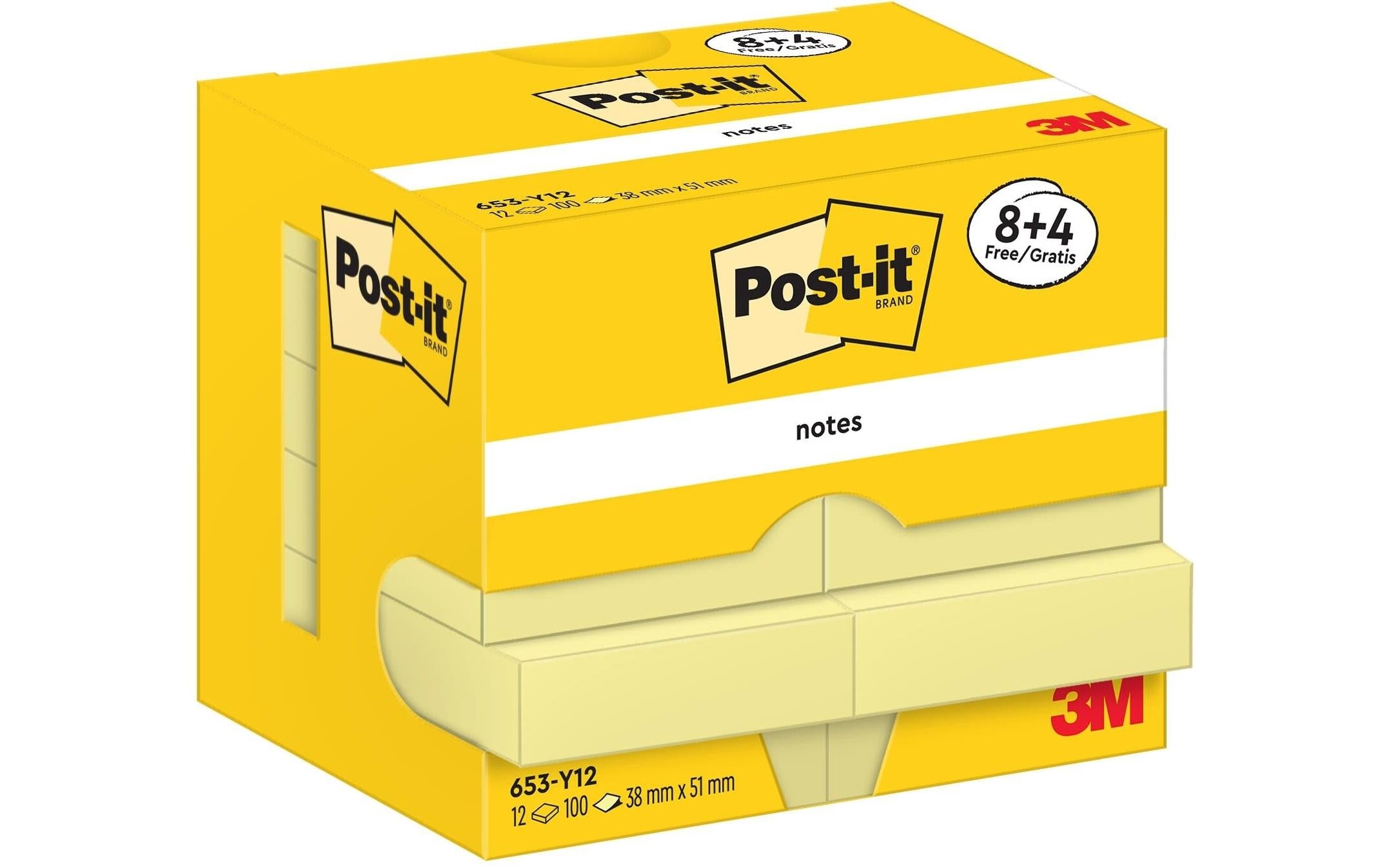Post-it Notizzettel 51 x 38 mm, Gelb, 12 Blöcke
