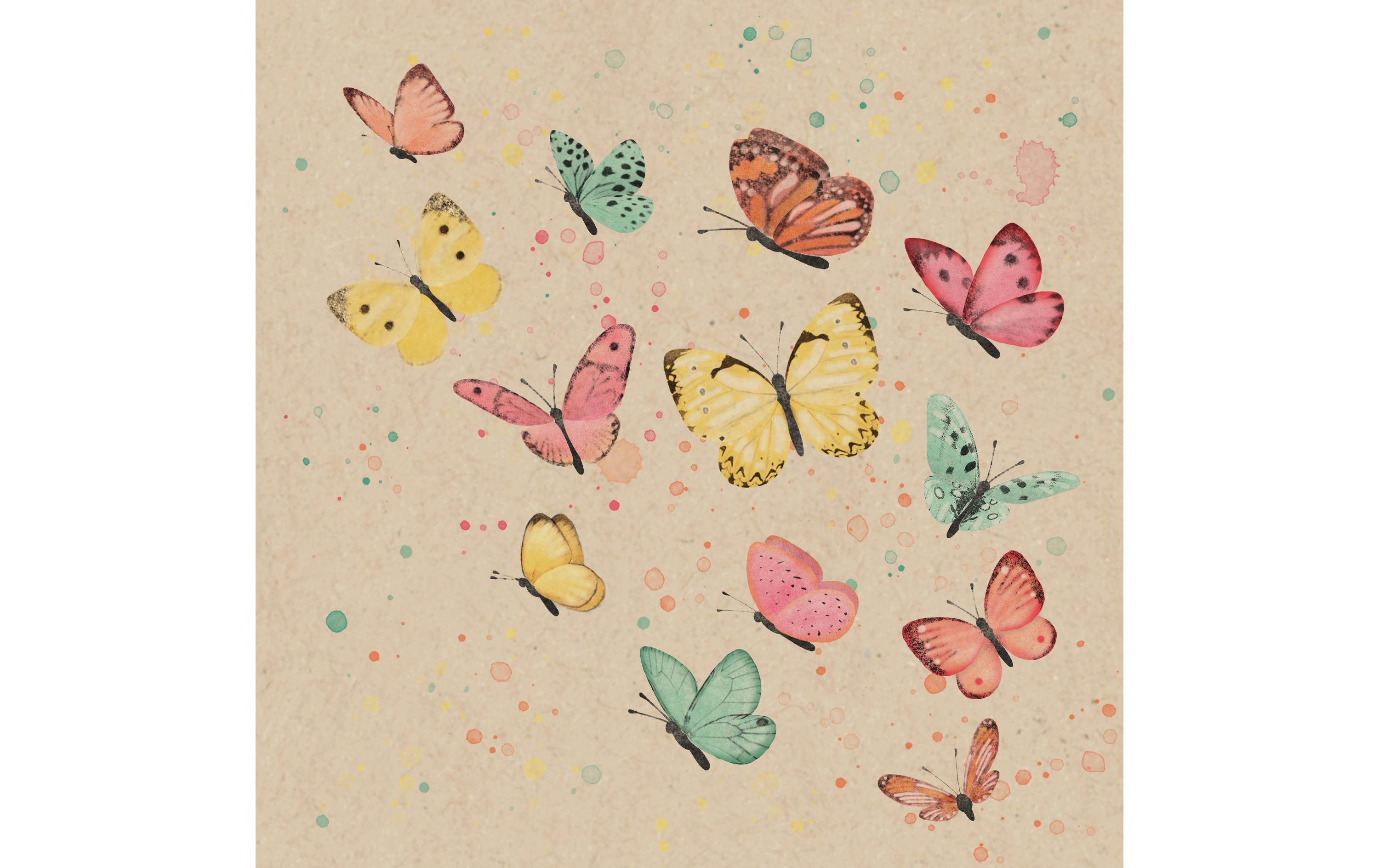 Braun + Company Papierservietten Schmetterlinge, 33 cm x 33 cm, 20 Stück