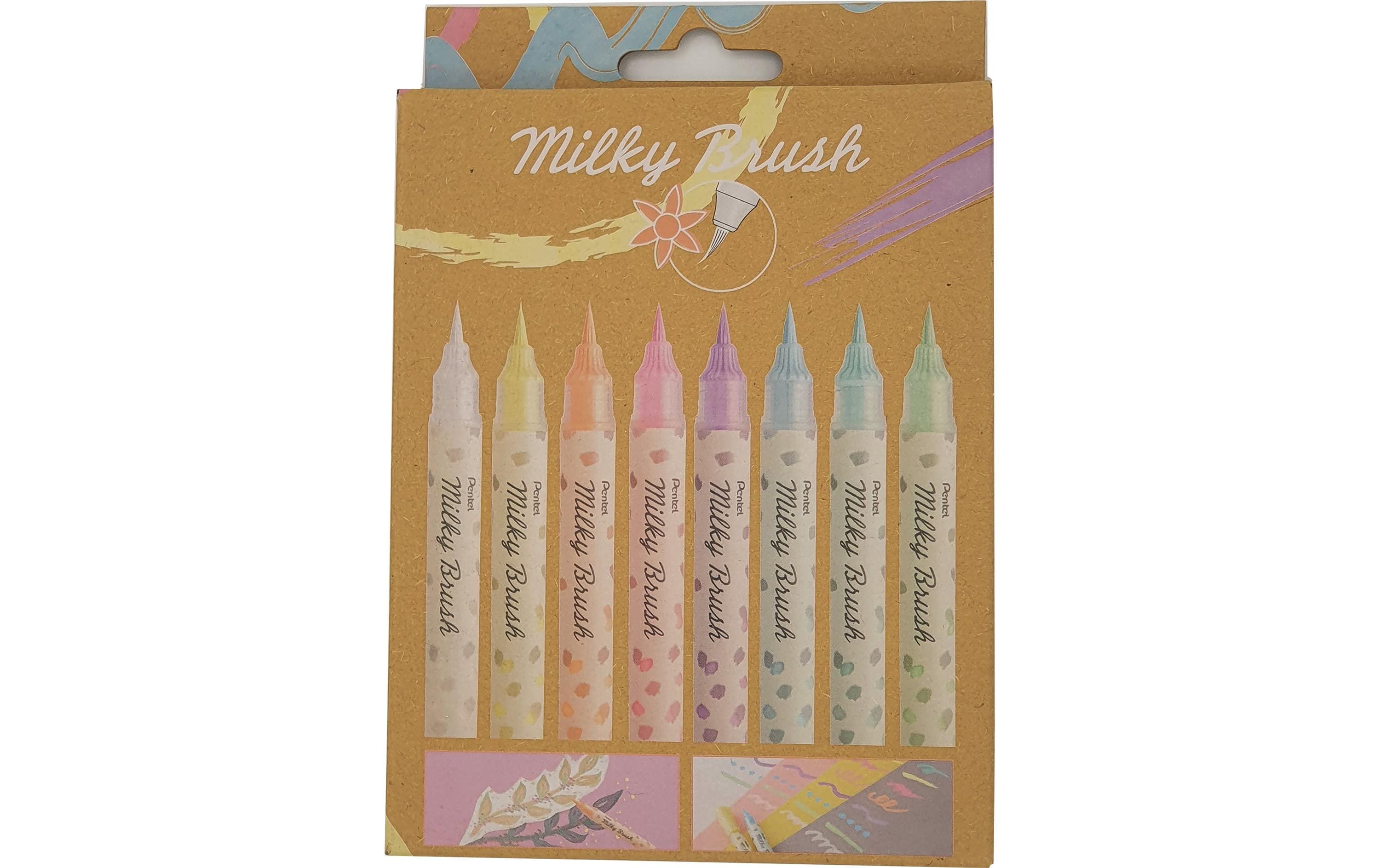 pentel Pinselschreiber Milky Brush Mehrfarbig, 8-teilig