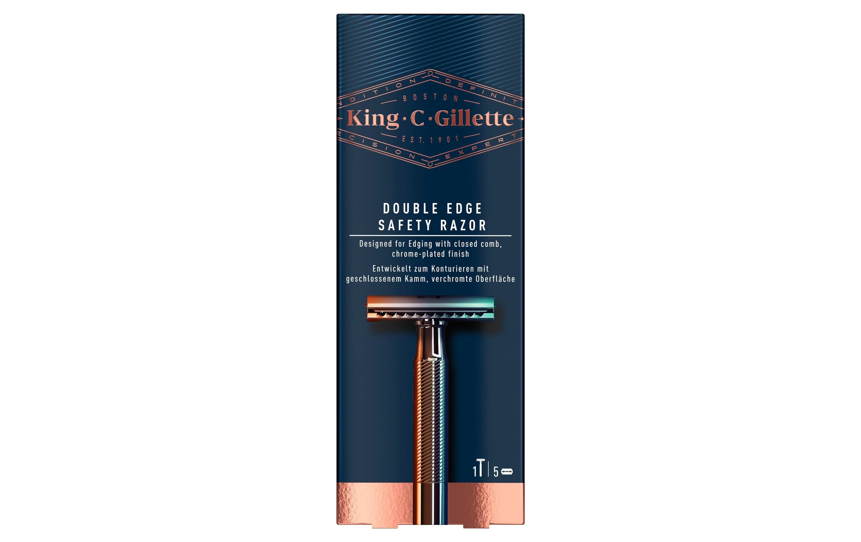 King C. Gillette Rasierhobel mit 5 Klingen 1 Rasierer + 5 Klingen
