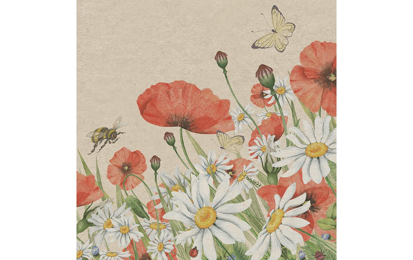 Paper + Design Papierservietten Floral Poppies 33 cm x 33 cm, 20 Stück