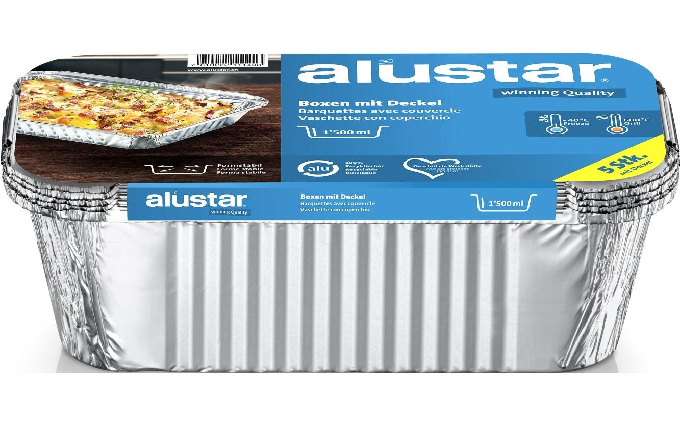 Alustar Grillschale mit Deckel 25 x 13 x 7 cm, 5 Stück