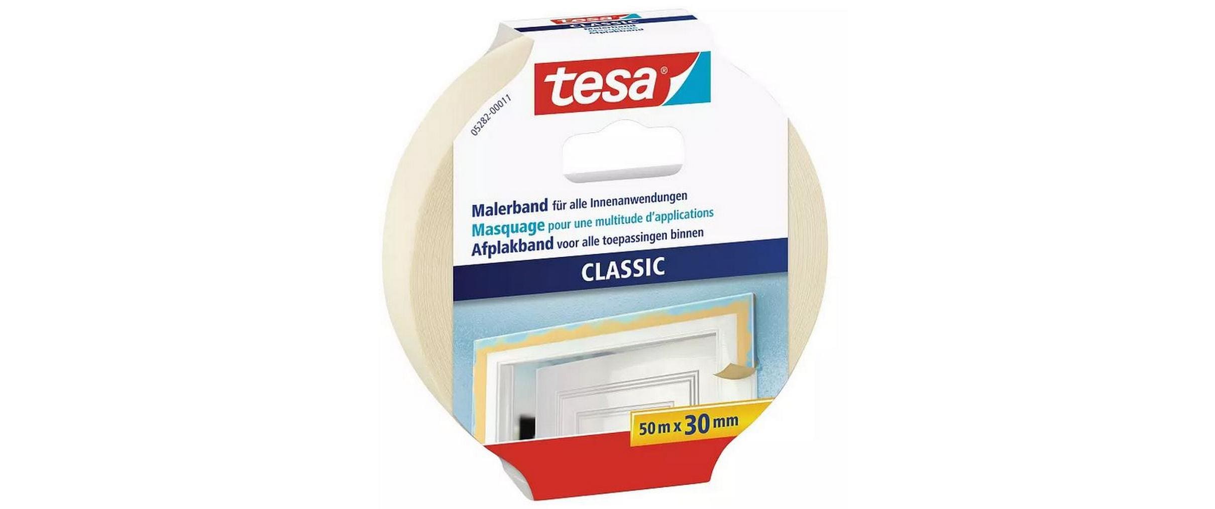 tesa Malerband -Set Classic, 30 mm x 50 m, 4 Rollen, Beige