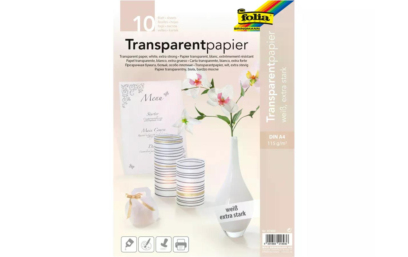 Folia Transparentpapier A4, 115 g/m²,  10 Stück, Weiss