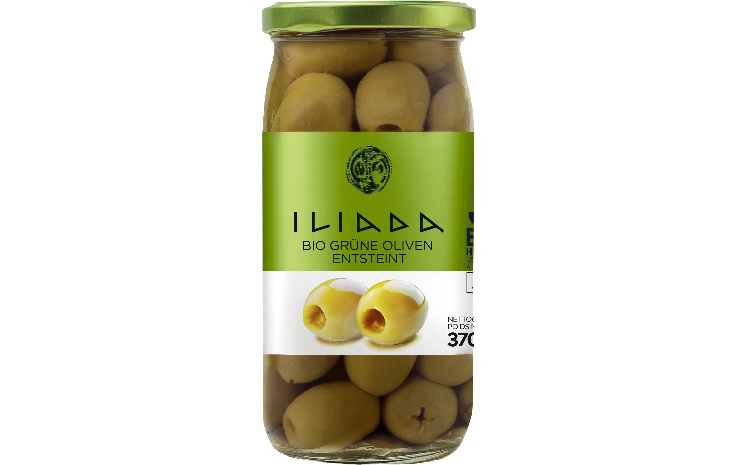 Iliada Golden Line Bio Grüne Oliven, entsteint 370 g
