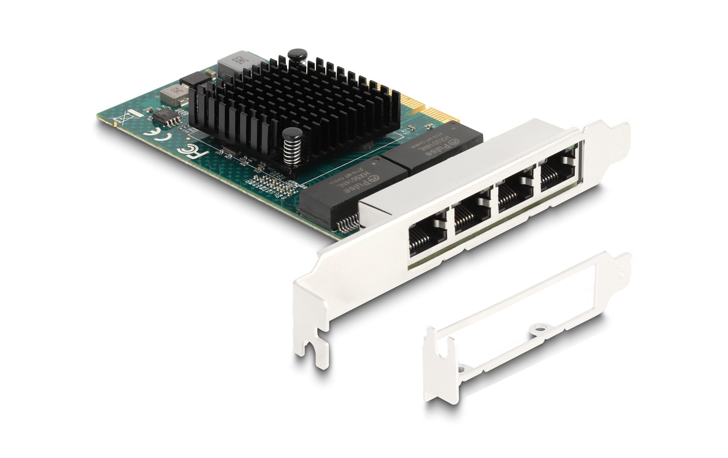 Delock Netzwerkkarte 4x RJ45 Gigabit, PCI-Express x4