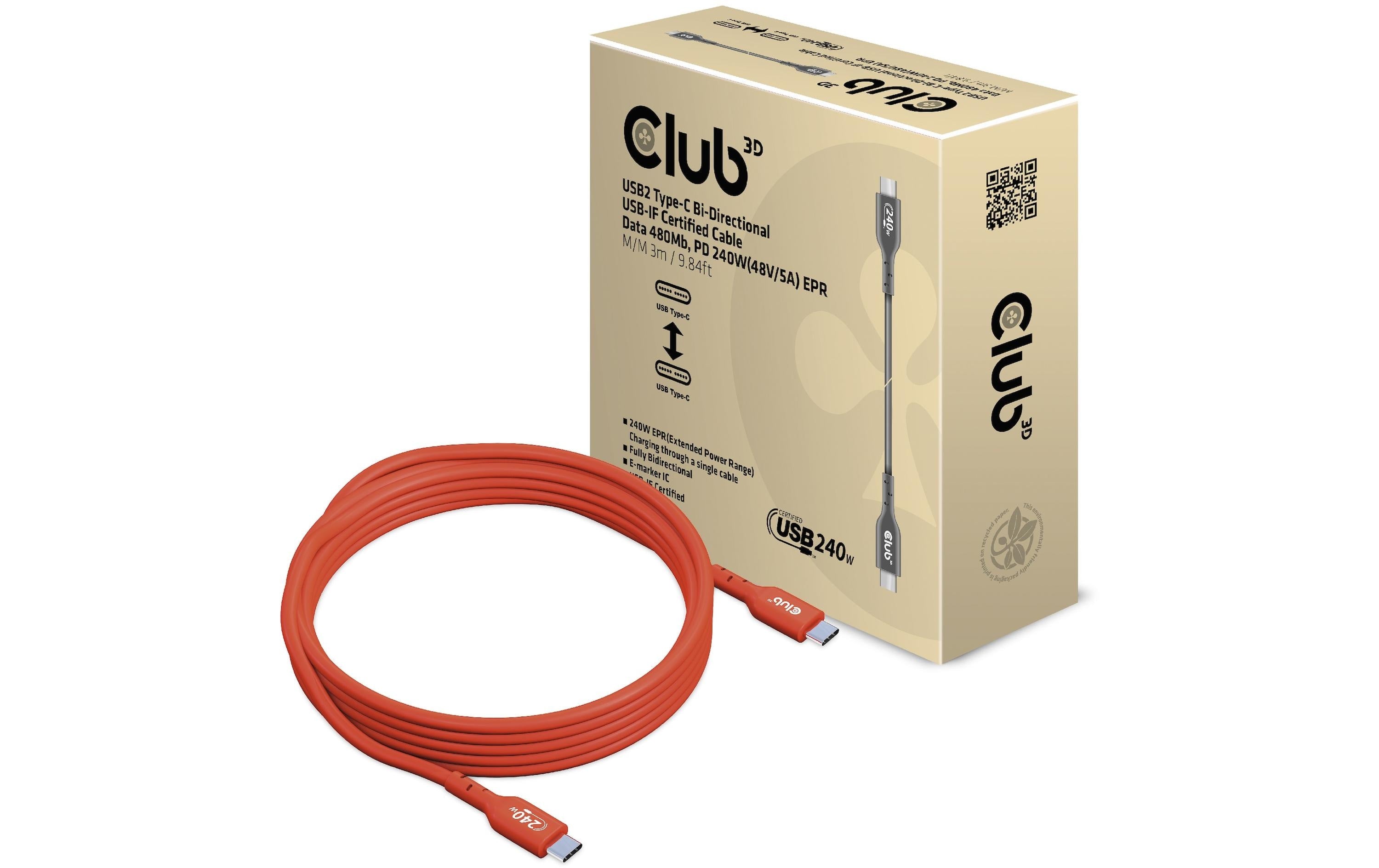 Club 3D USB-Ladekabel CAC-1513 USB C - USB C 3 m