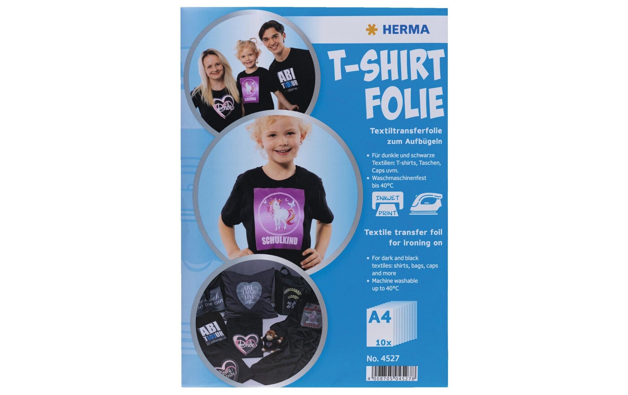 HERMA Aufbügelfolie A4, 10 Stück, Weiss