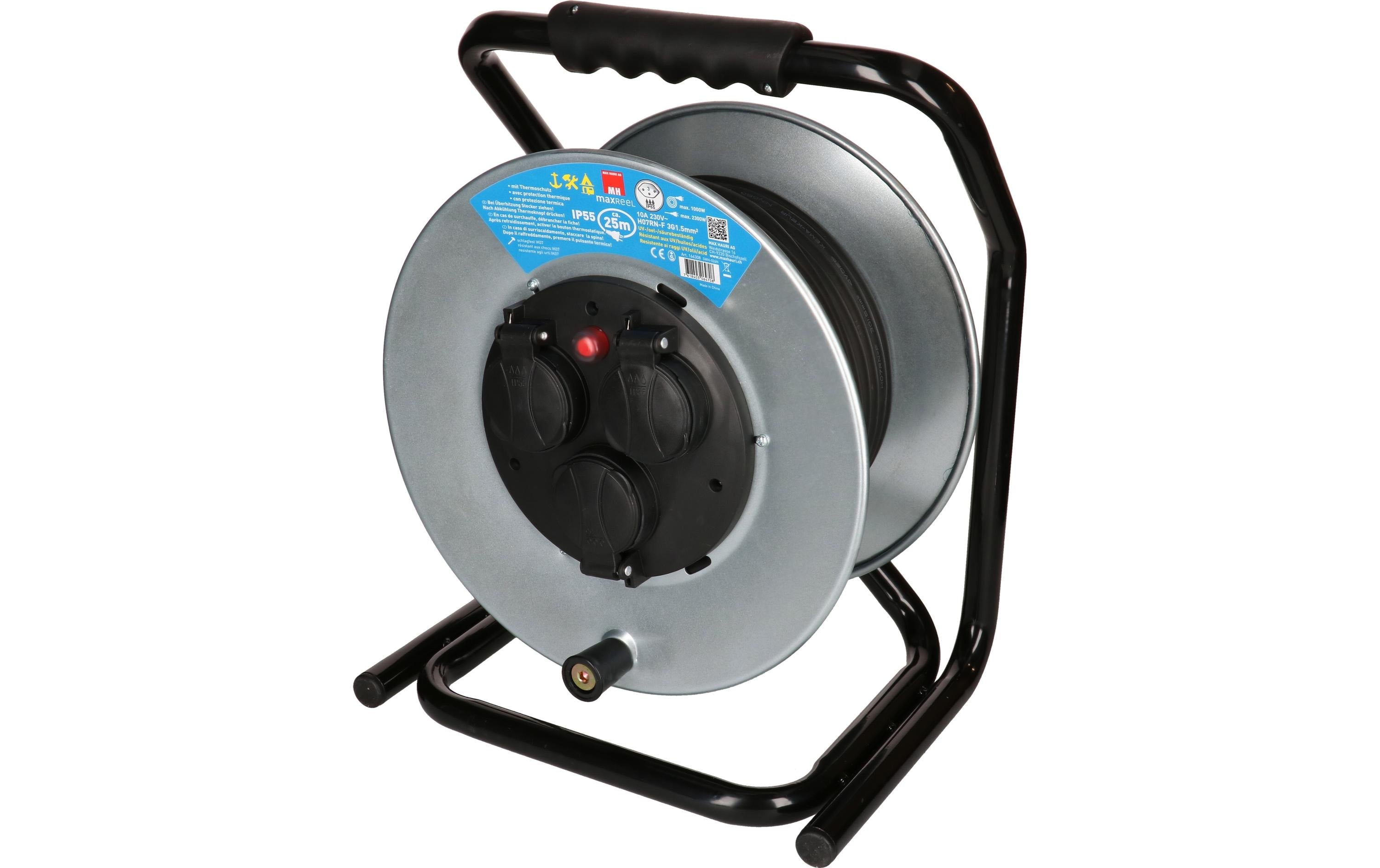 Max Hauri Kabelrolle maxREEL 25 m, 3x T13, IP55, Silber