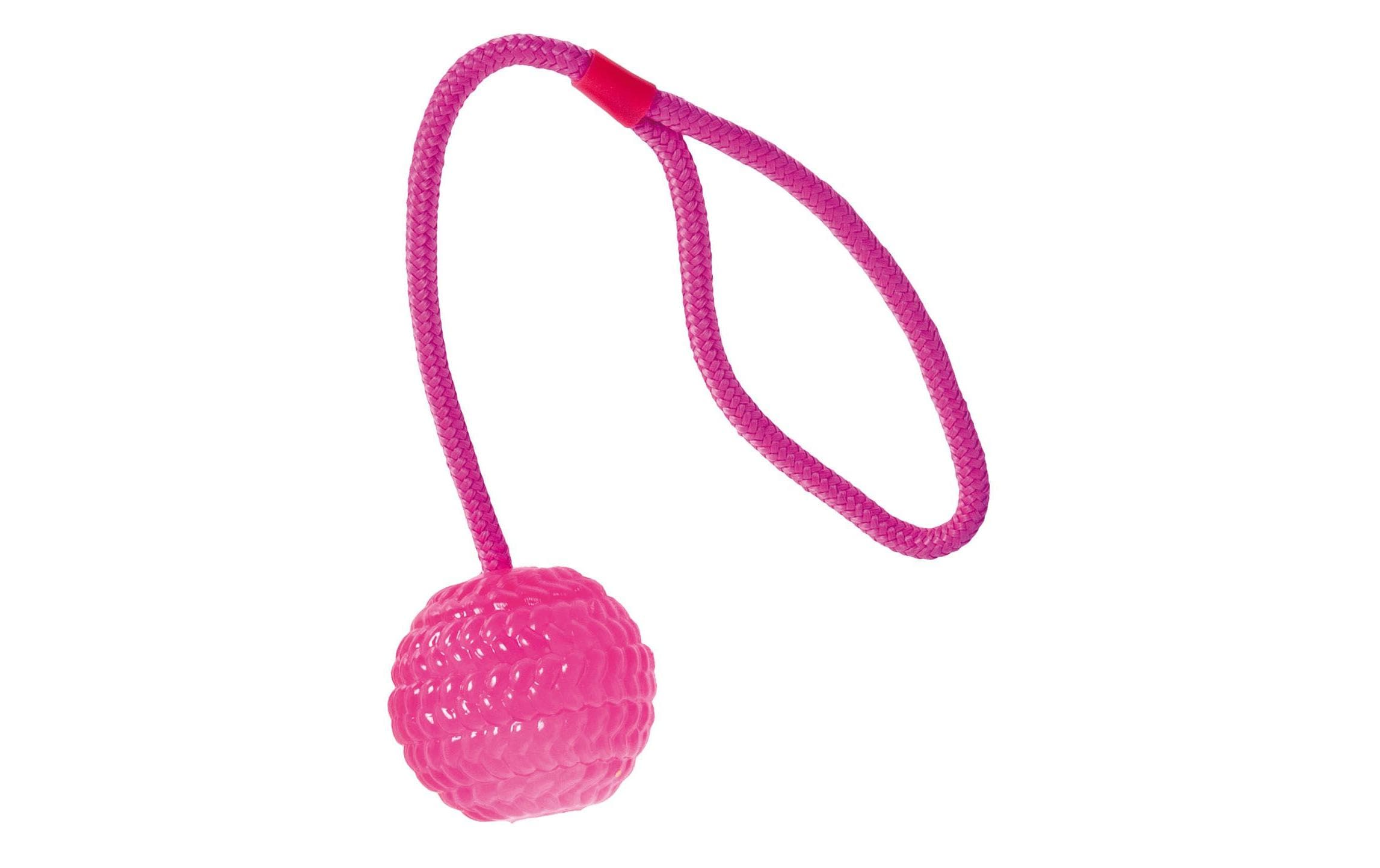 SwissPet Hunde-Spielzeug Ball mit Wurfseil, Ø 7 cm, Pink