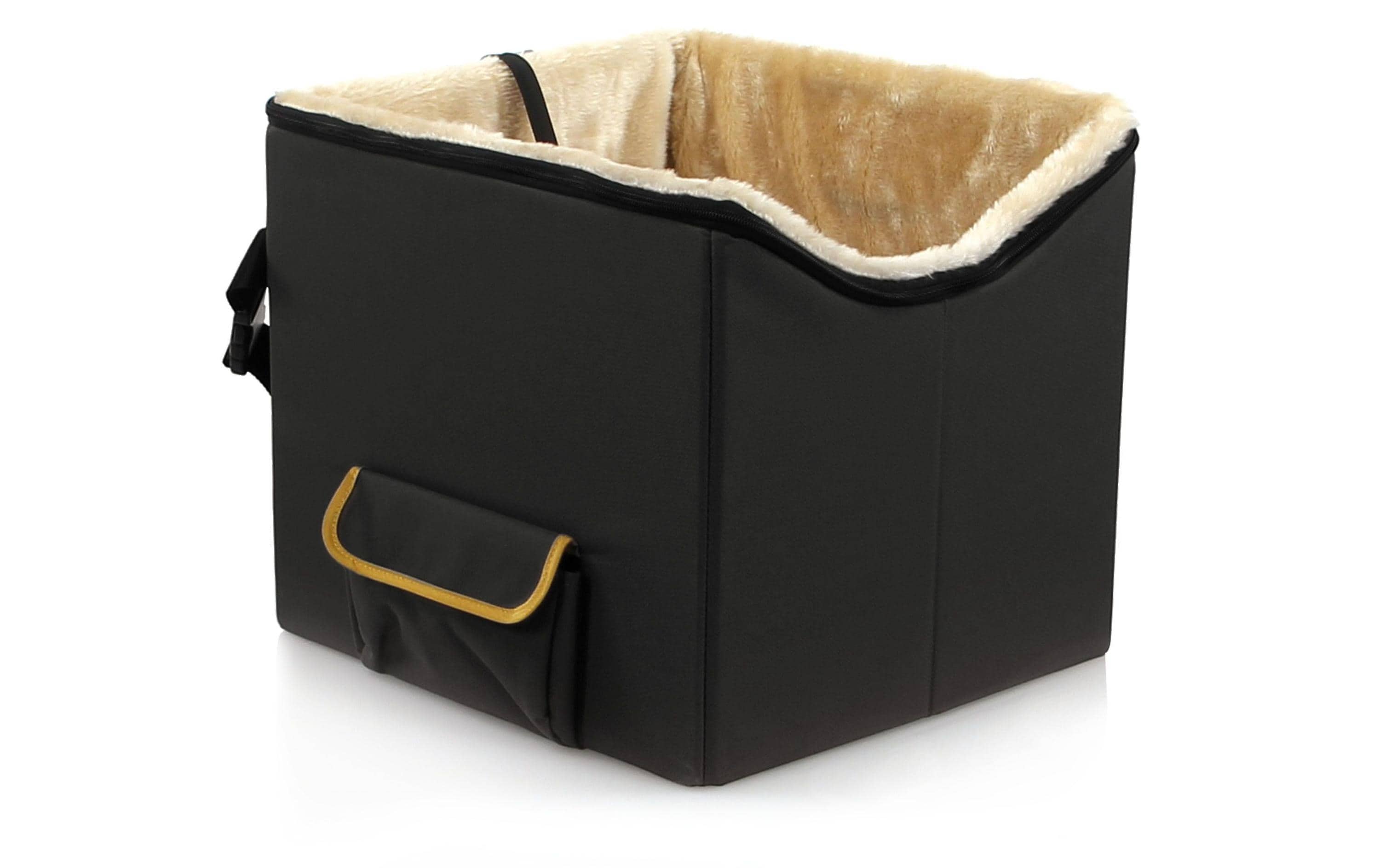 SwissPet Autositz Randy S, 37 x 40 x 35 cm, Schwarz/Beige