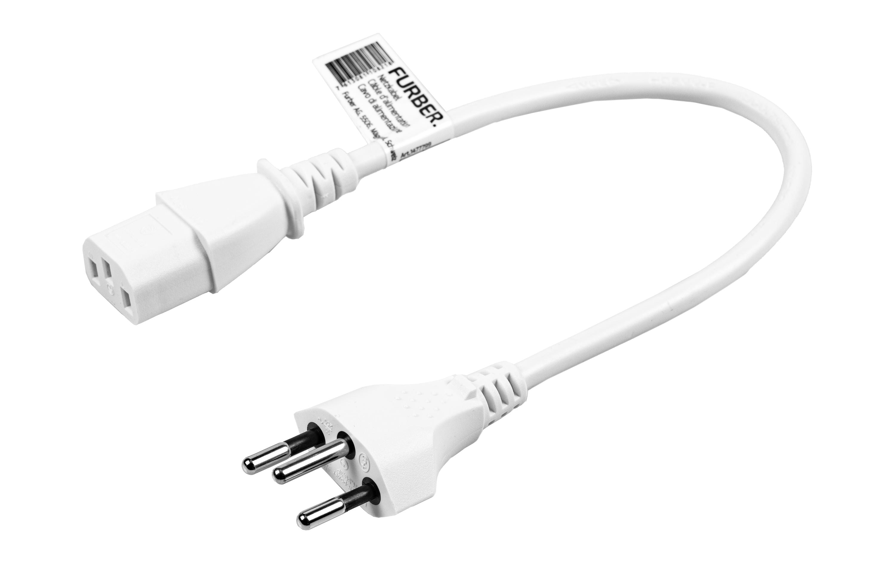FURBER.power Netzkabel C13-T12 0.2 m Weiss