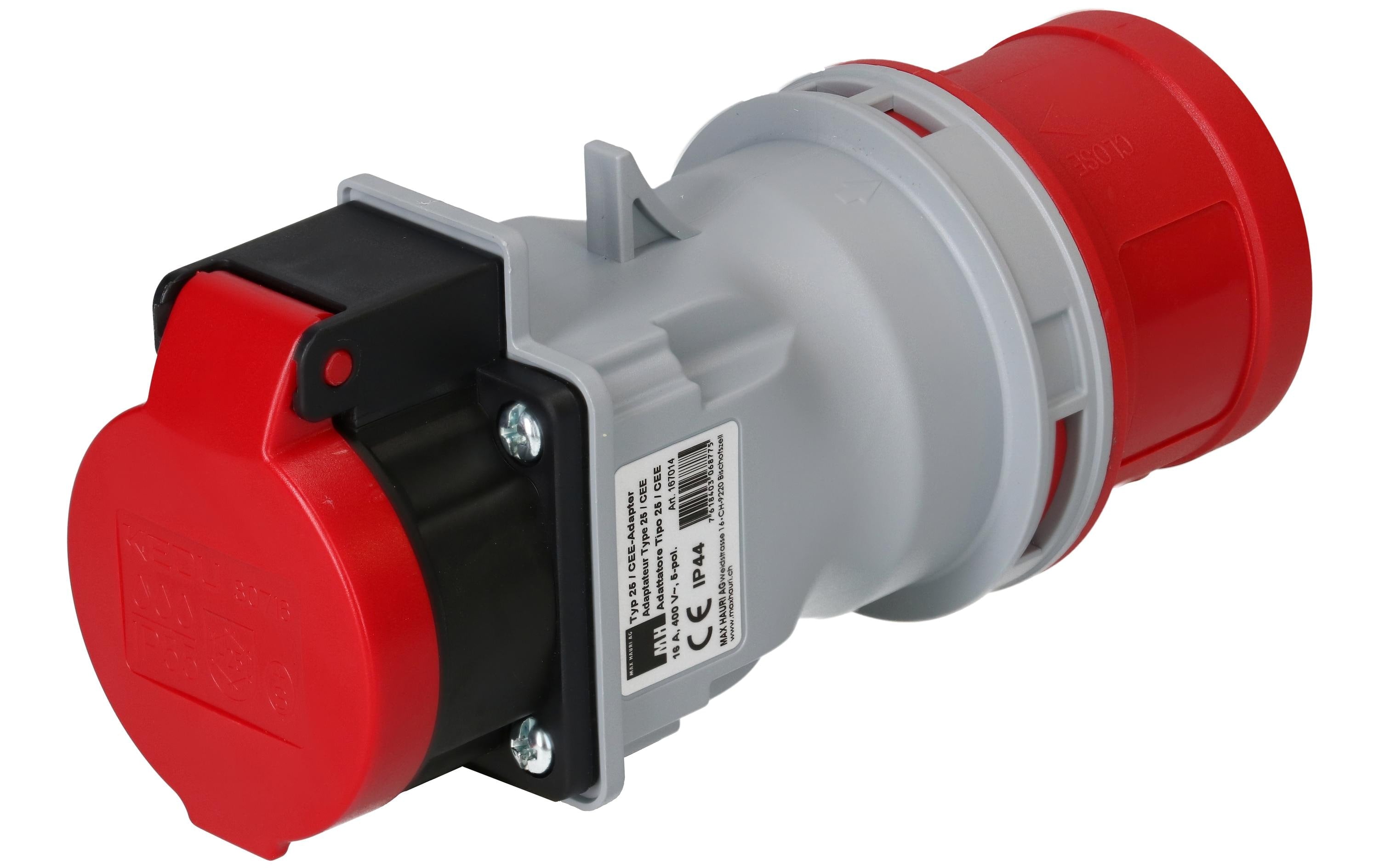 maxCAMP Adapterstecker CEE16/5 - T25, Rot/Grau