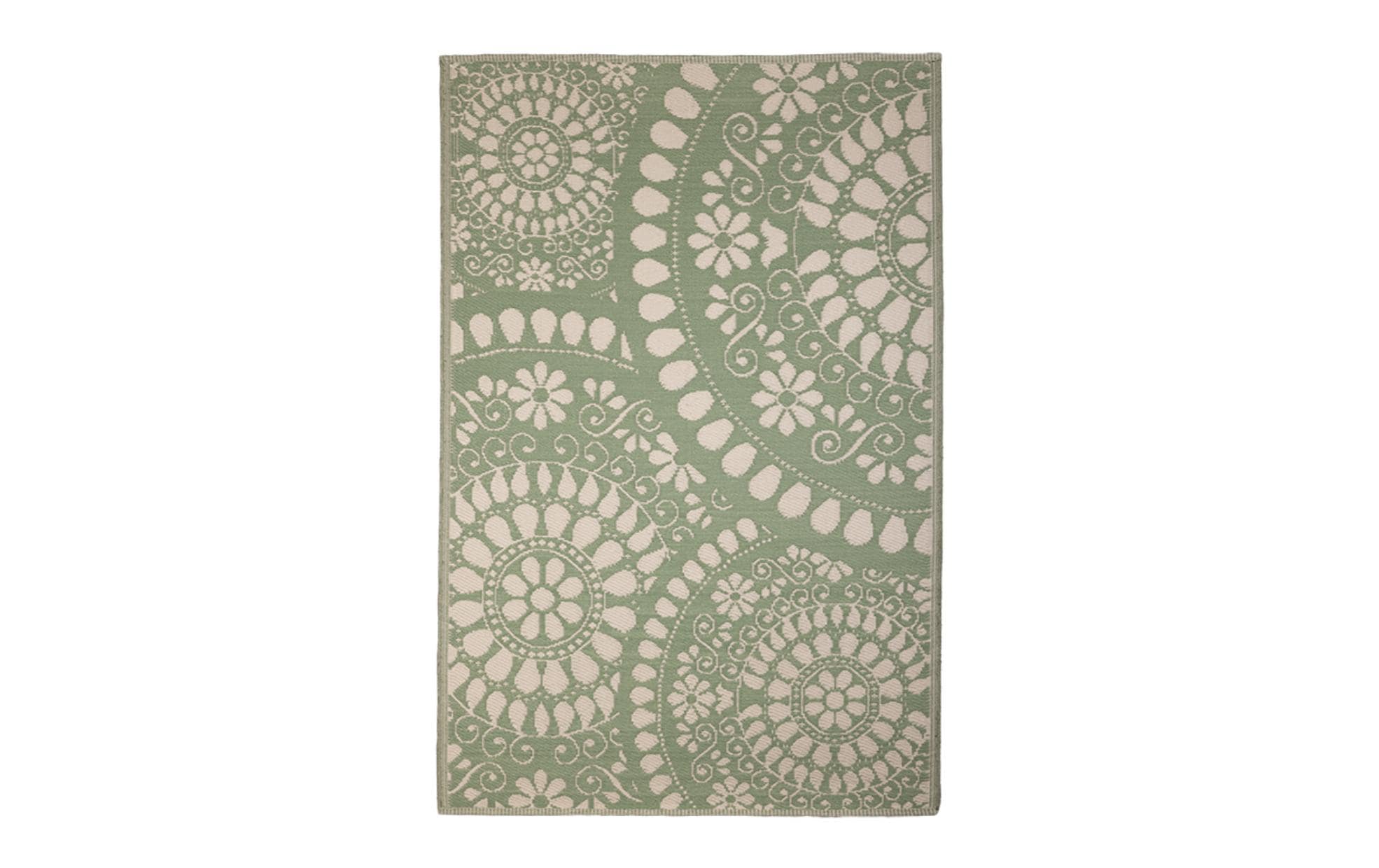 Esschert Design Teppich Outdoor 121 x 182 cm, Grün/Weiss