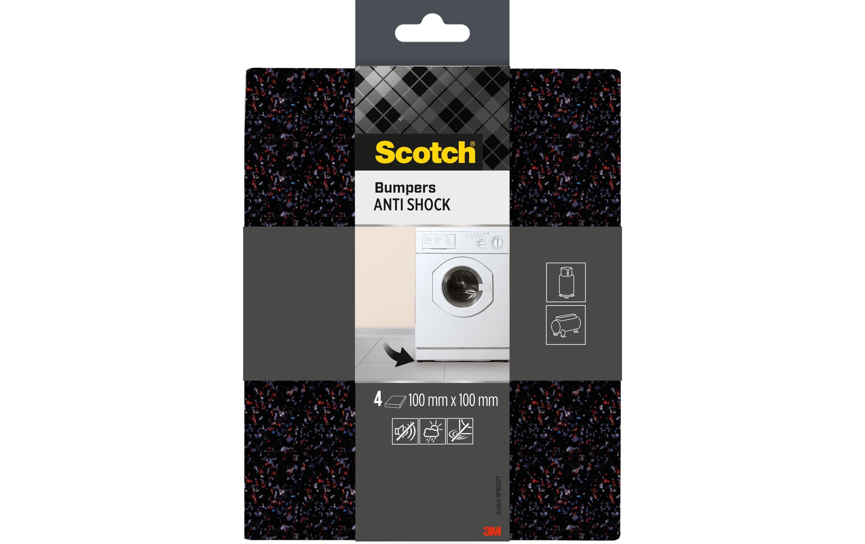 3M Elastikpuffer 100 mm x 100 mm, Schwarz, 4er Pack