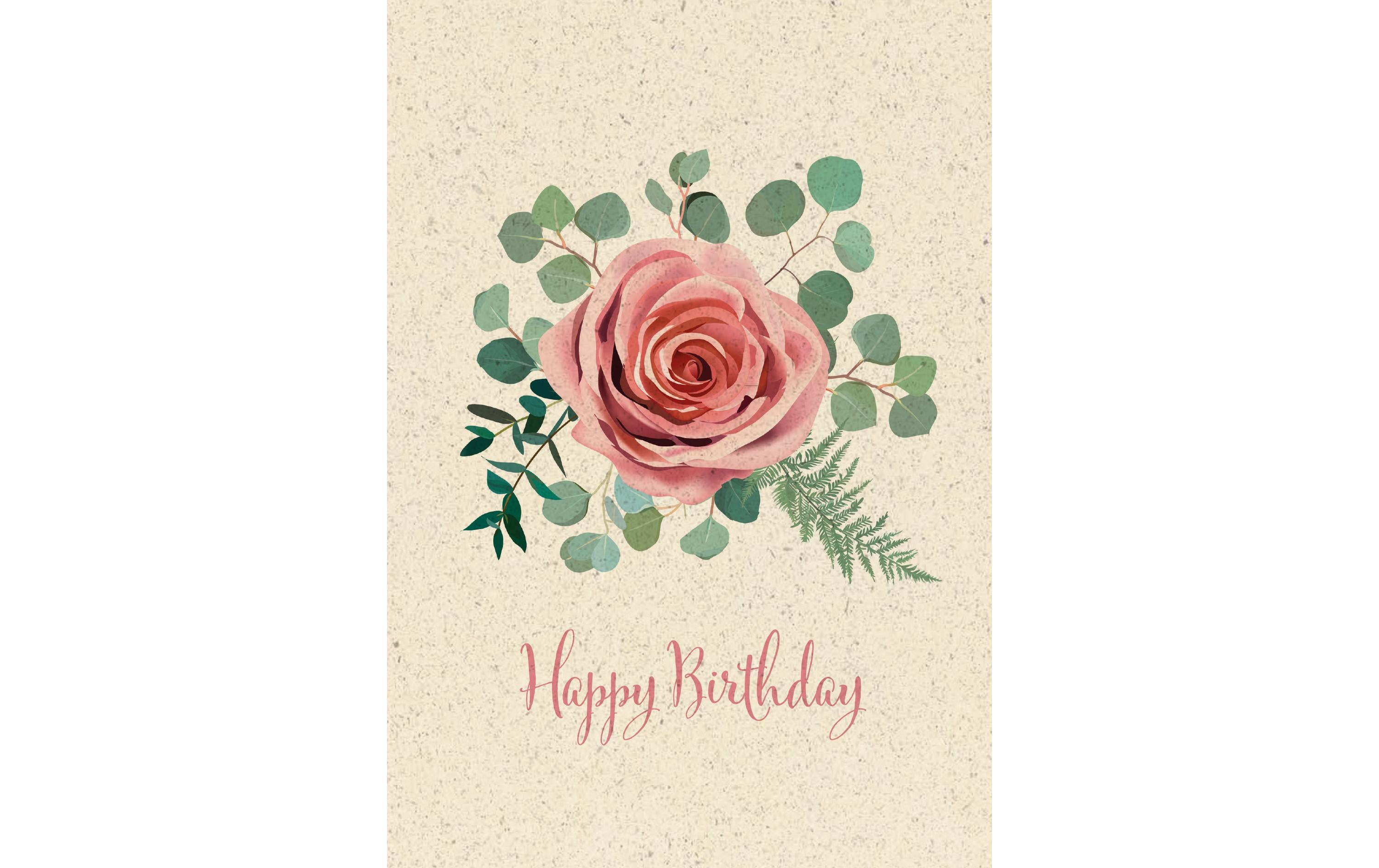 Natur Verlag Geburtstagskarte Rose 17.5 x 12.2 cm