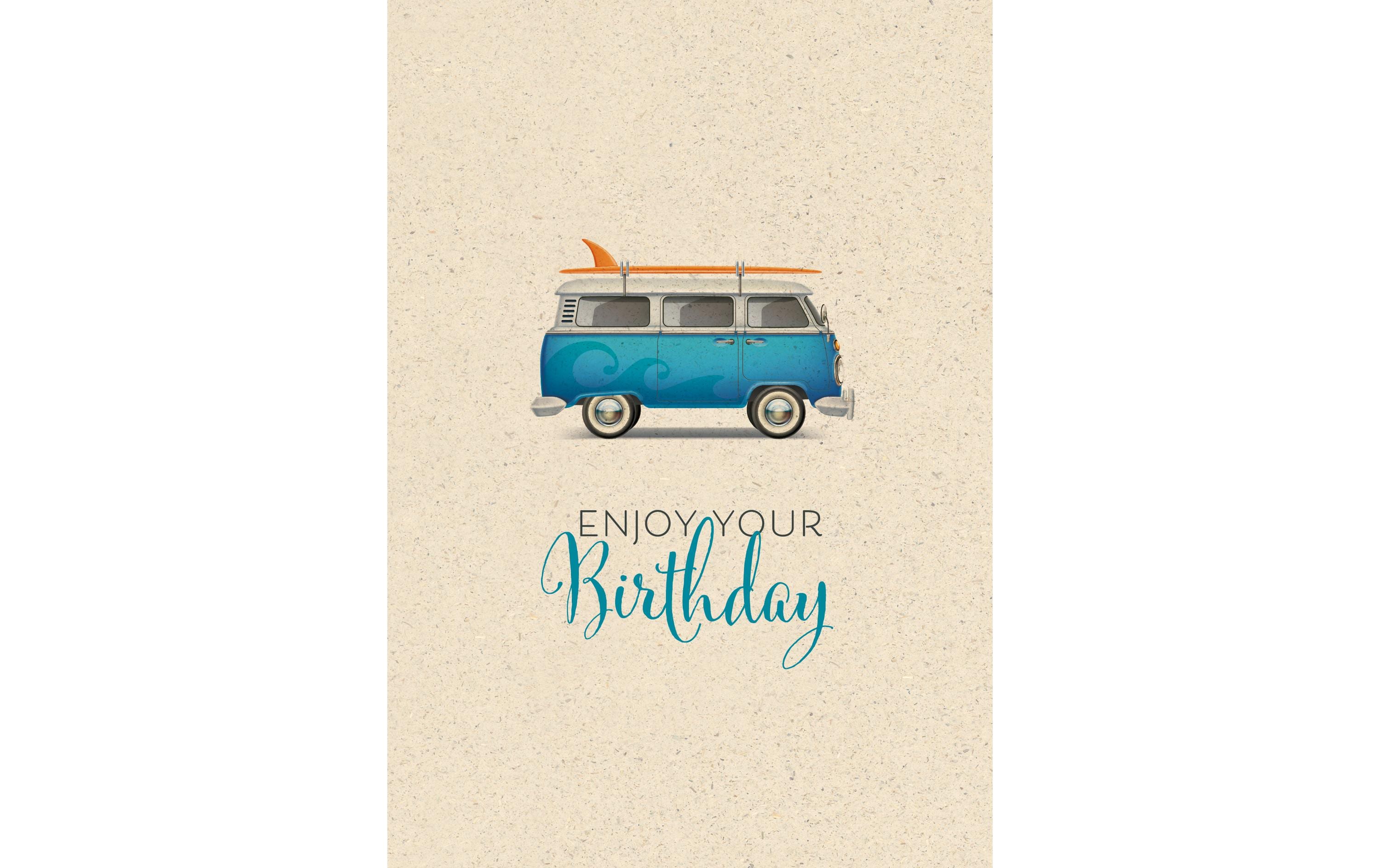 Natur Verlag Geburtstagskarte VW Bus 17.5 x 12.2 cm