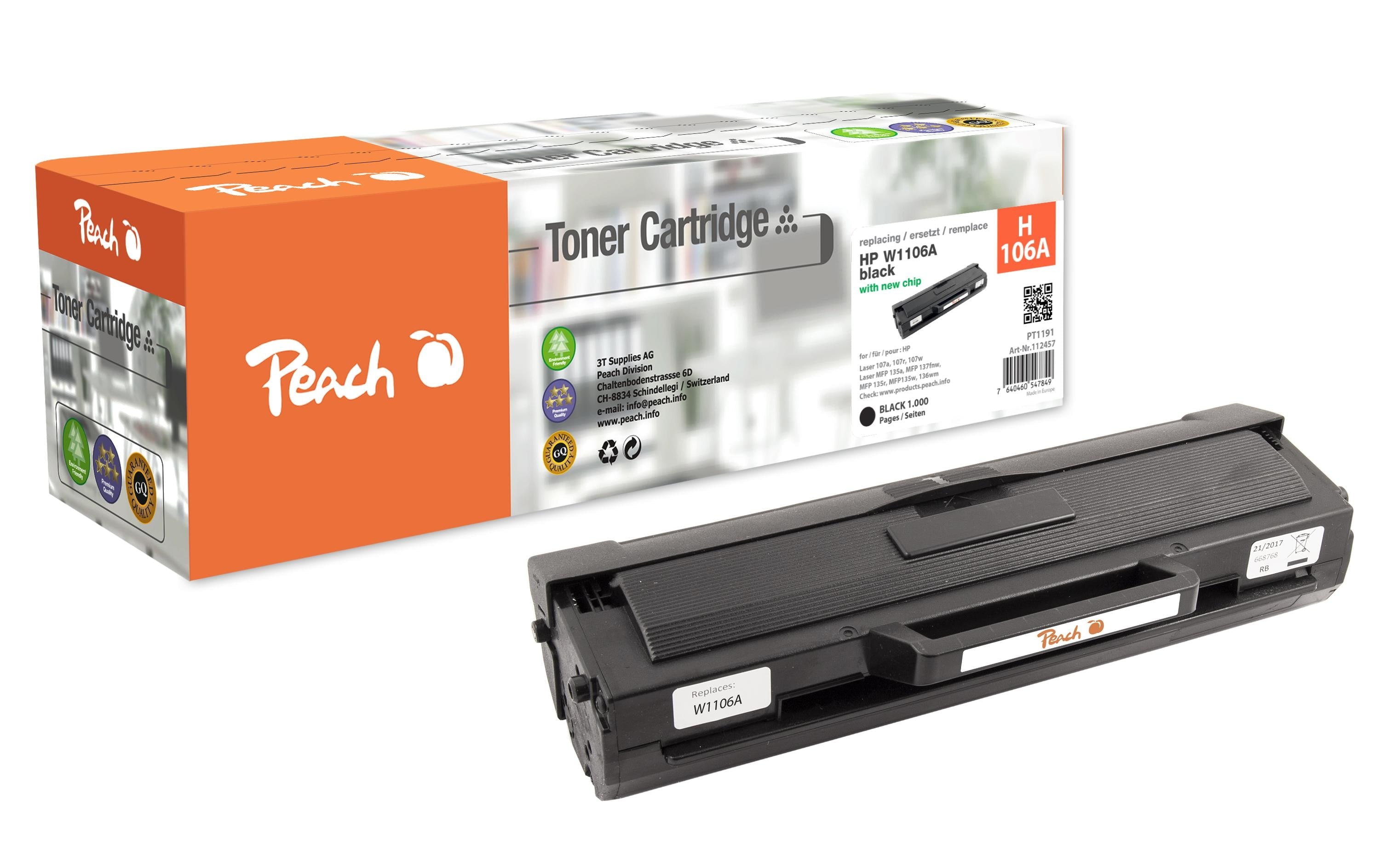 Peach Toner HP No. 106A (W1106A) Black