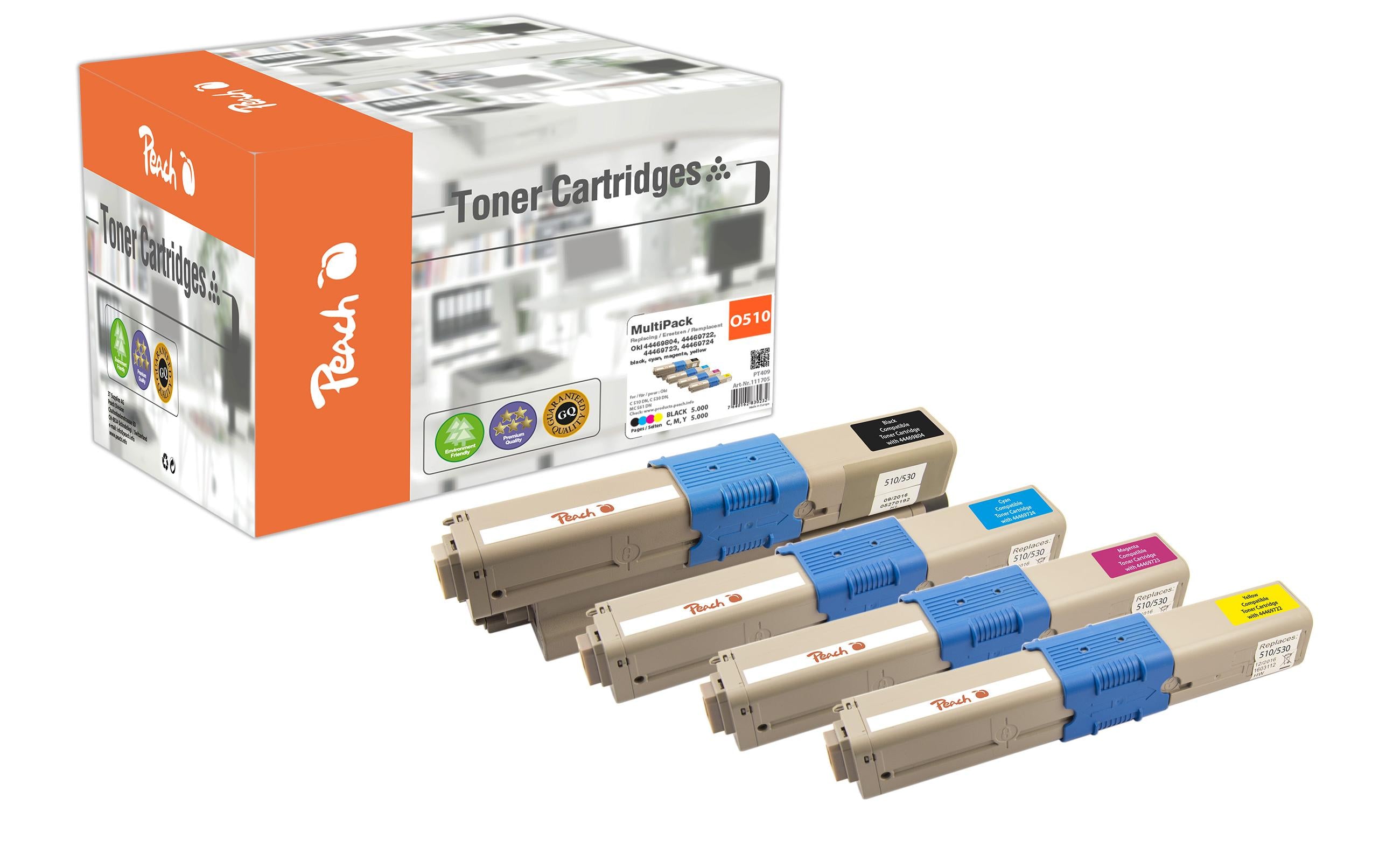 Peach Tonerset OKI C510/530 MultiPack BK/C/M/Y