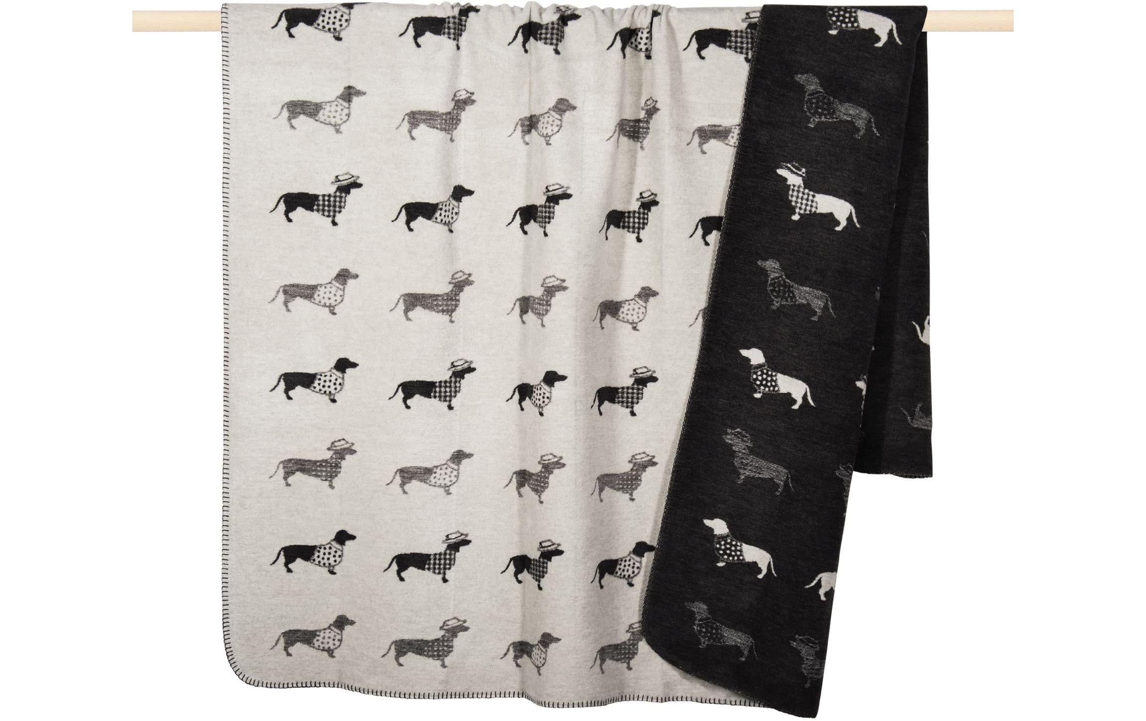 pad Decke Dackel 200 x 150 cm, Grau/Schwarz