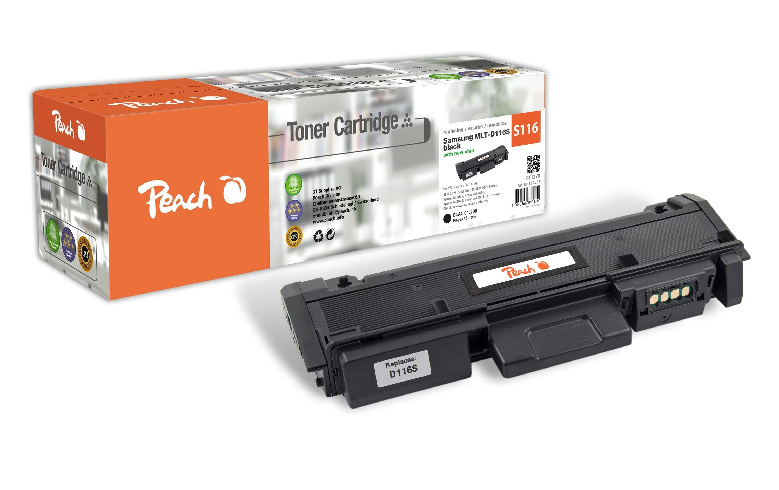 Peach Toner Samsung MLT/D116S Black