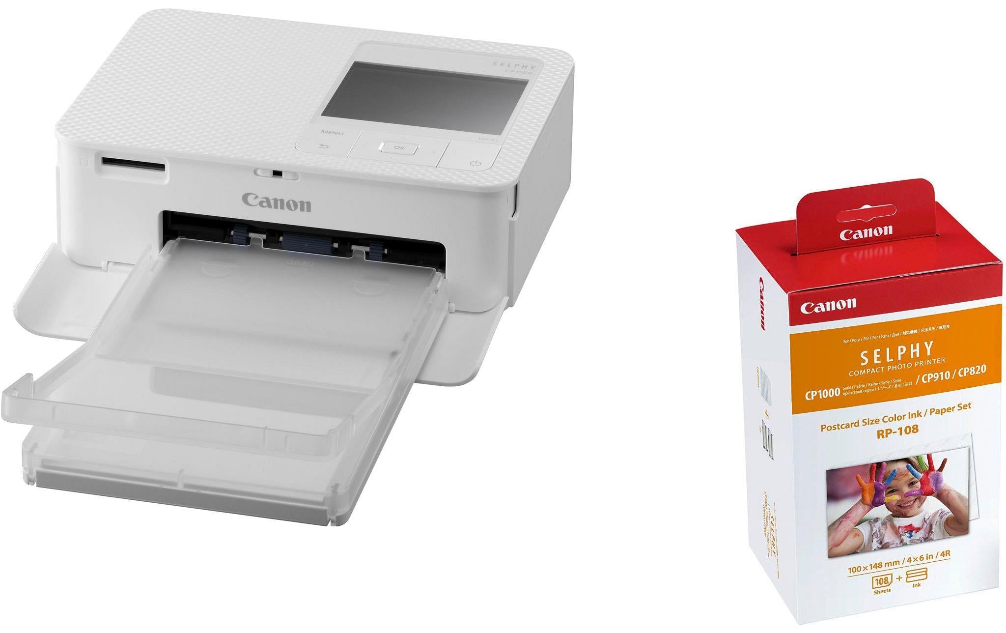 Canon Fotodrucker Selphy CP1500 Weiss inkl. Papier und Tinte