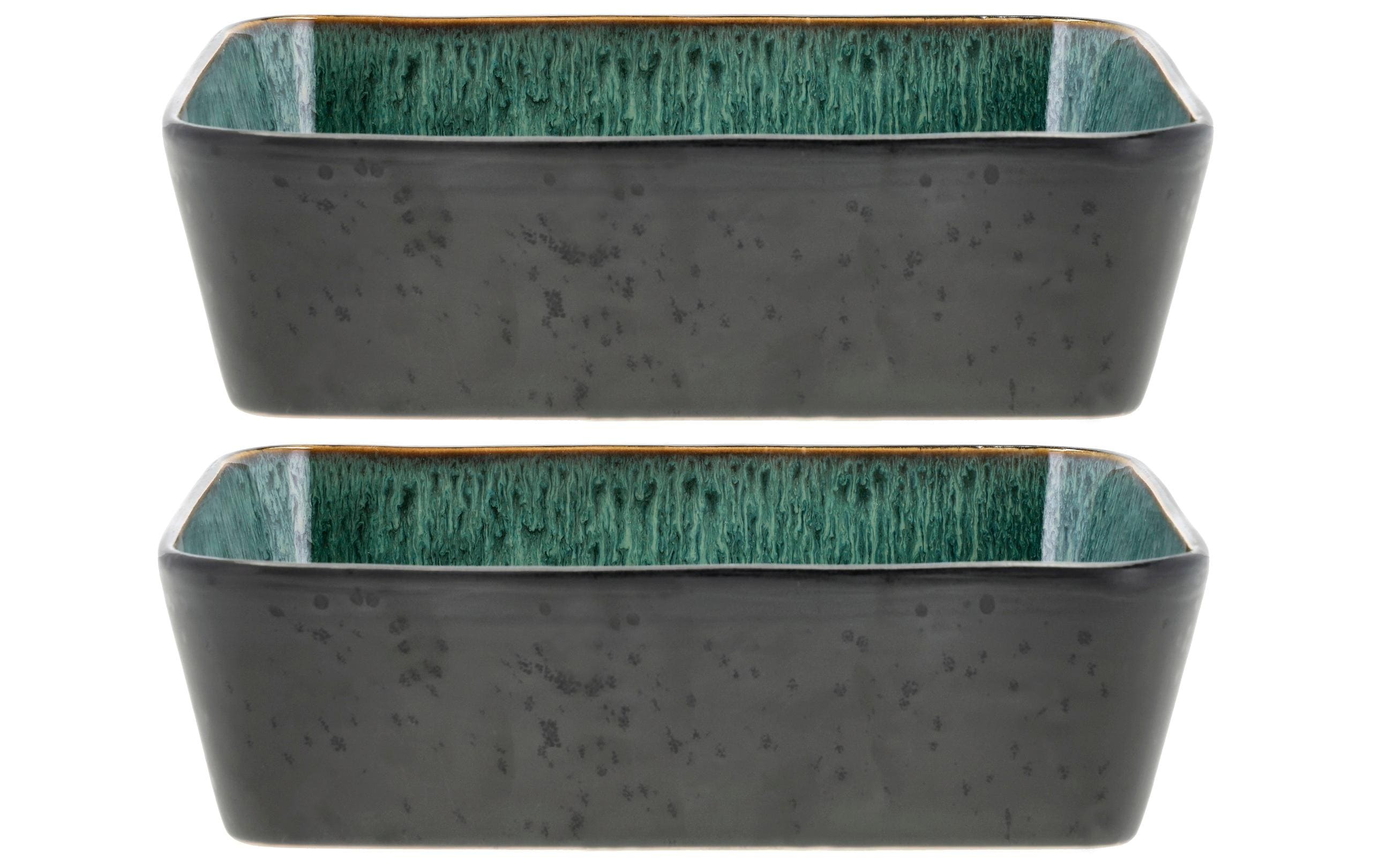 Bitz Schale Gastro 28 cm x 21 cm, 2 Stück, Grün/Schwarz