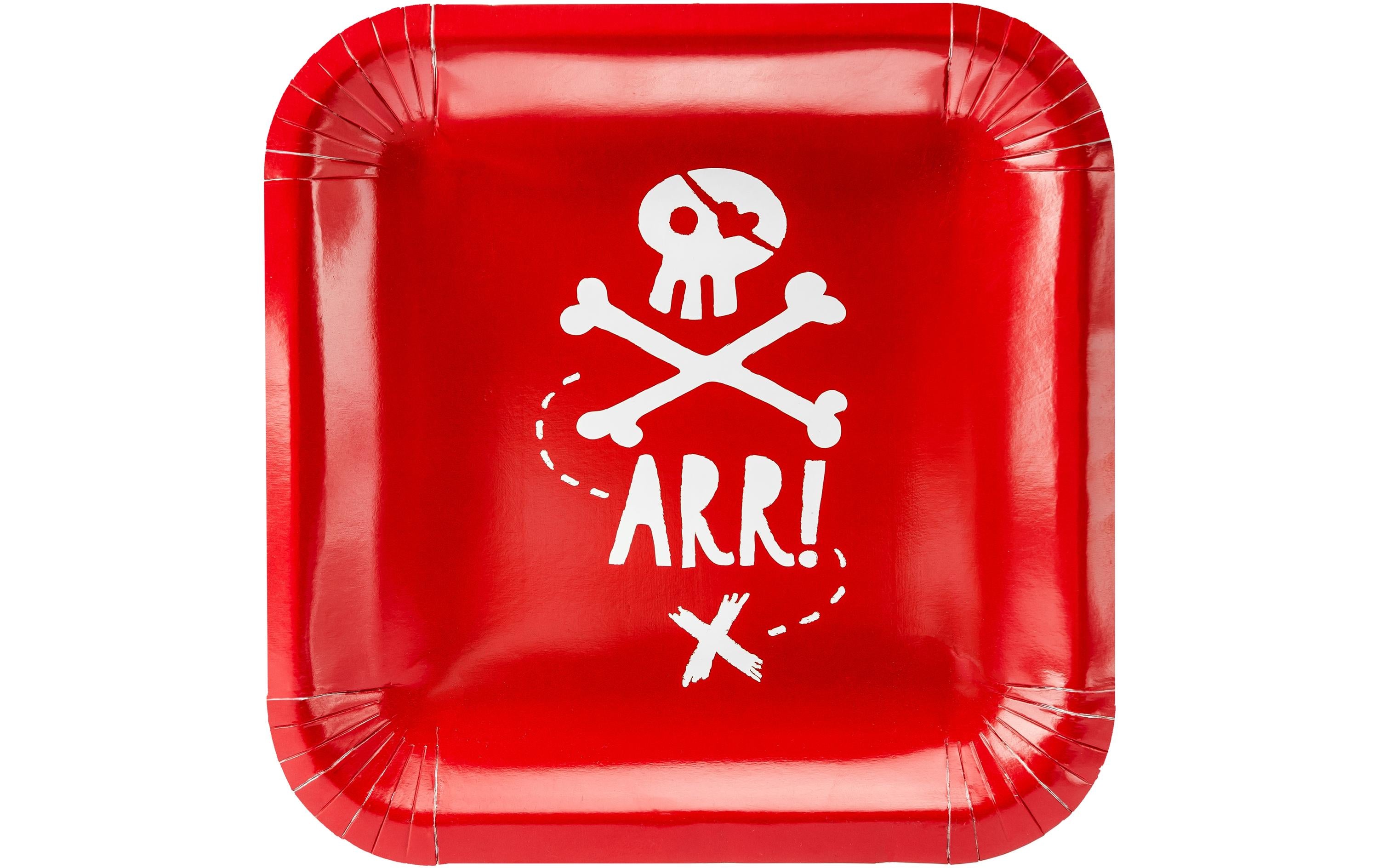 Partydeco Einwegteller Piraten 20 x 20 cm, 6 Stück, Rot