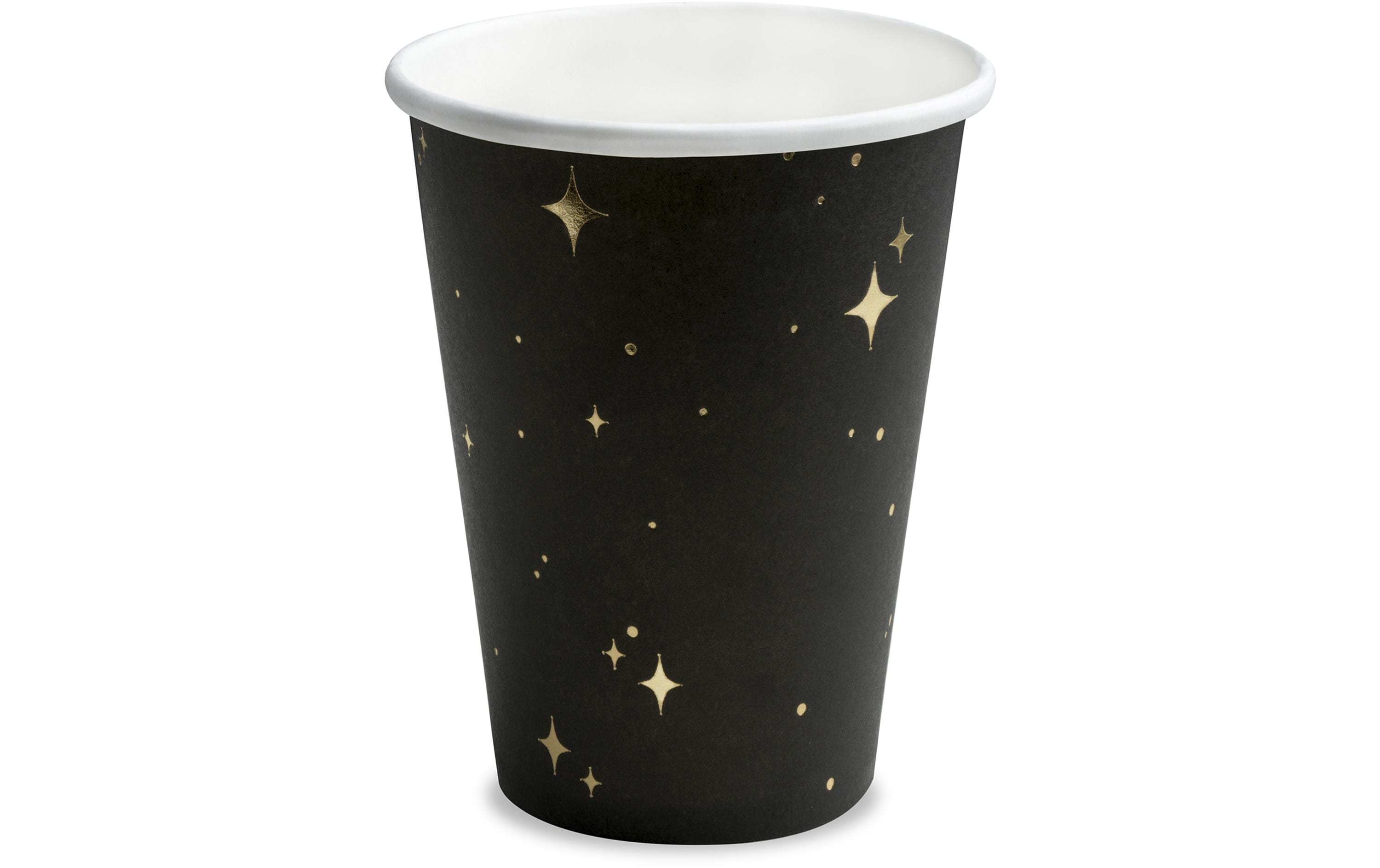 Partydeco Einwegbecher Let's Celebrate 260 ml, 6 Stück, Gold/Schwarz