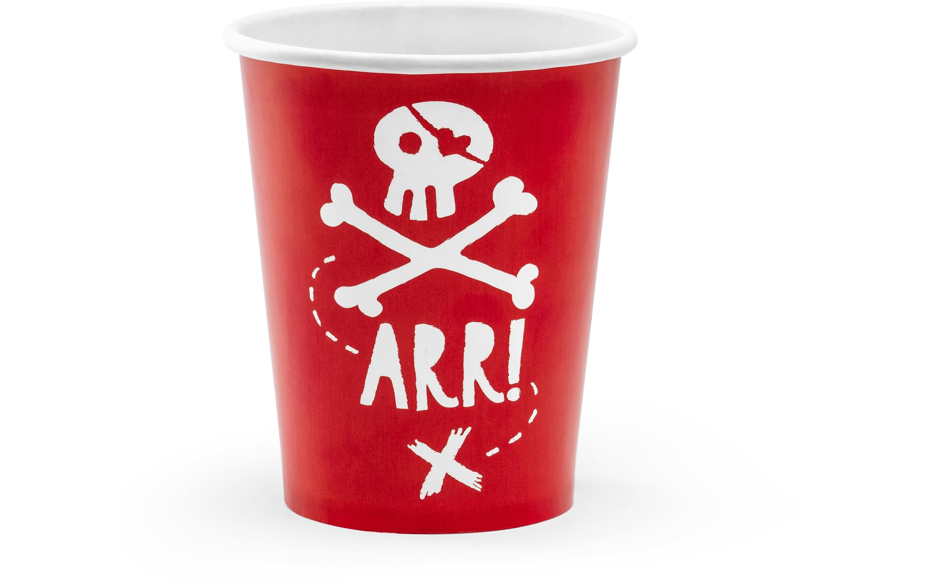 Partydeco Einwegbecher Piraten 220 ml, 6 Stück, Rot