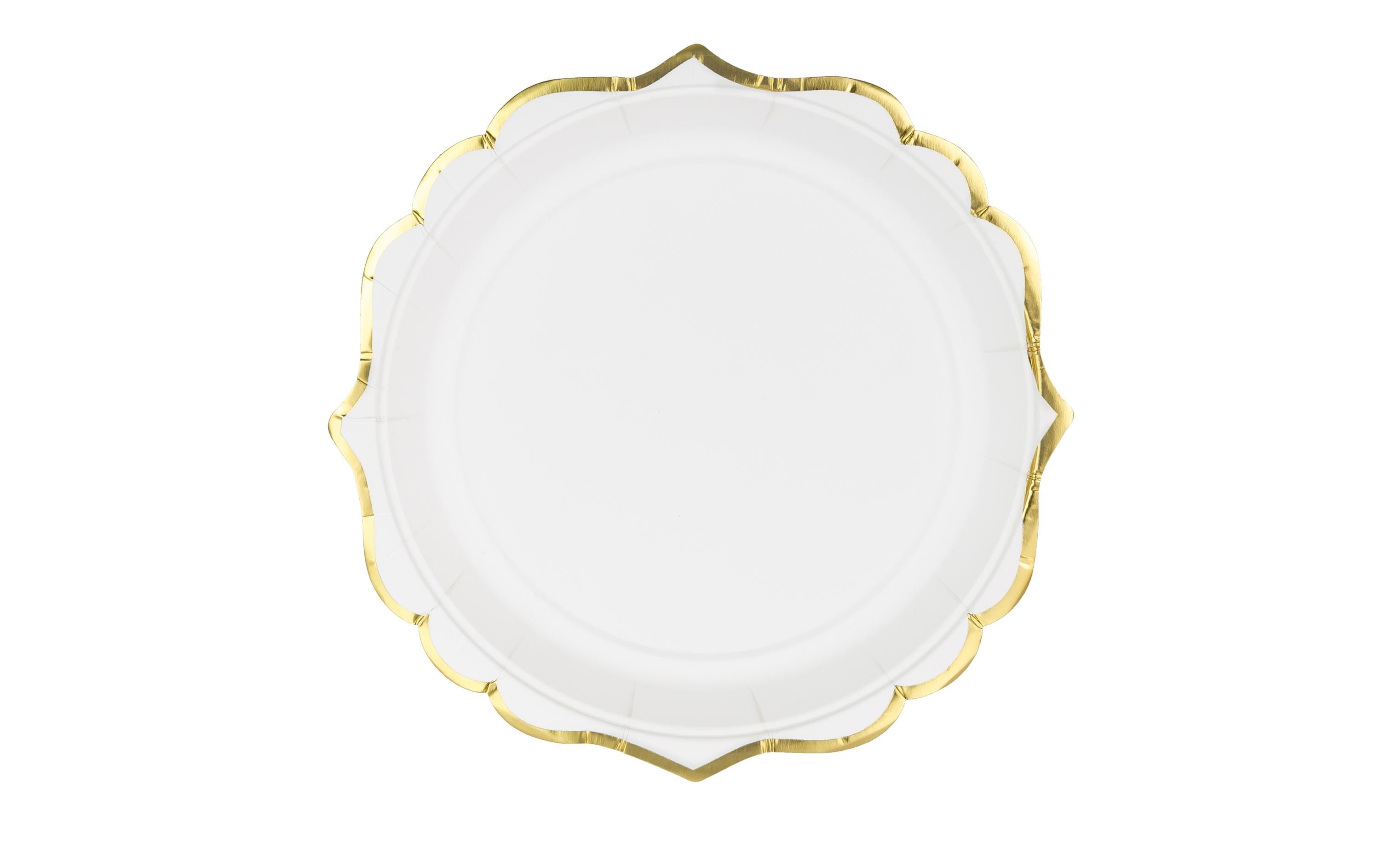 Partydeco Einwegteller mit Goldrand 18.5 cm, 6 Stück, Weiss