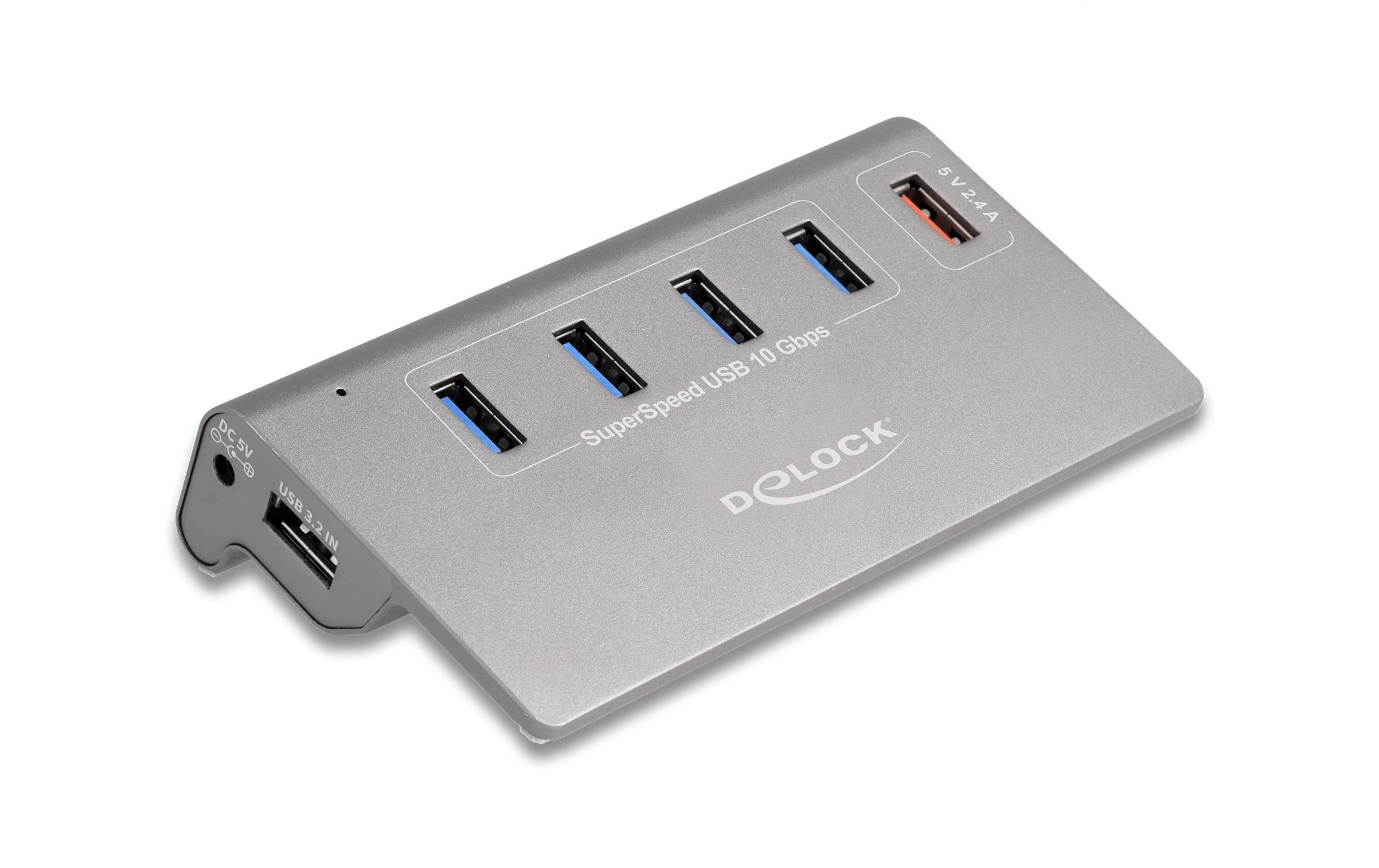 Delock USB-Hub 64182 USB 10 Gbps - 4x USB-A / 1x Schnellladeport