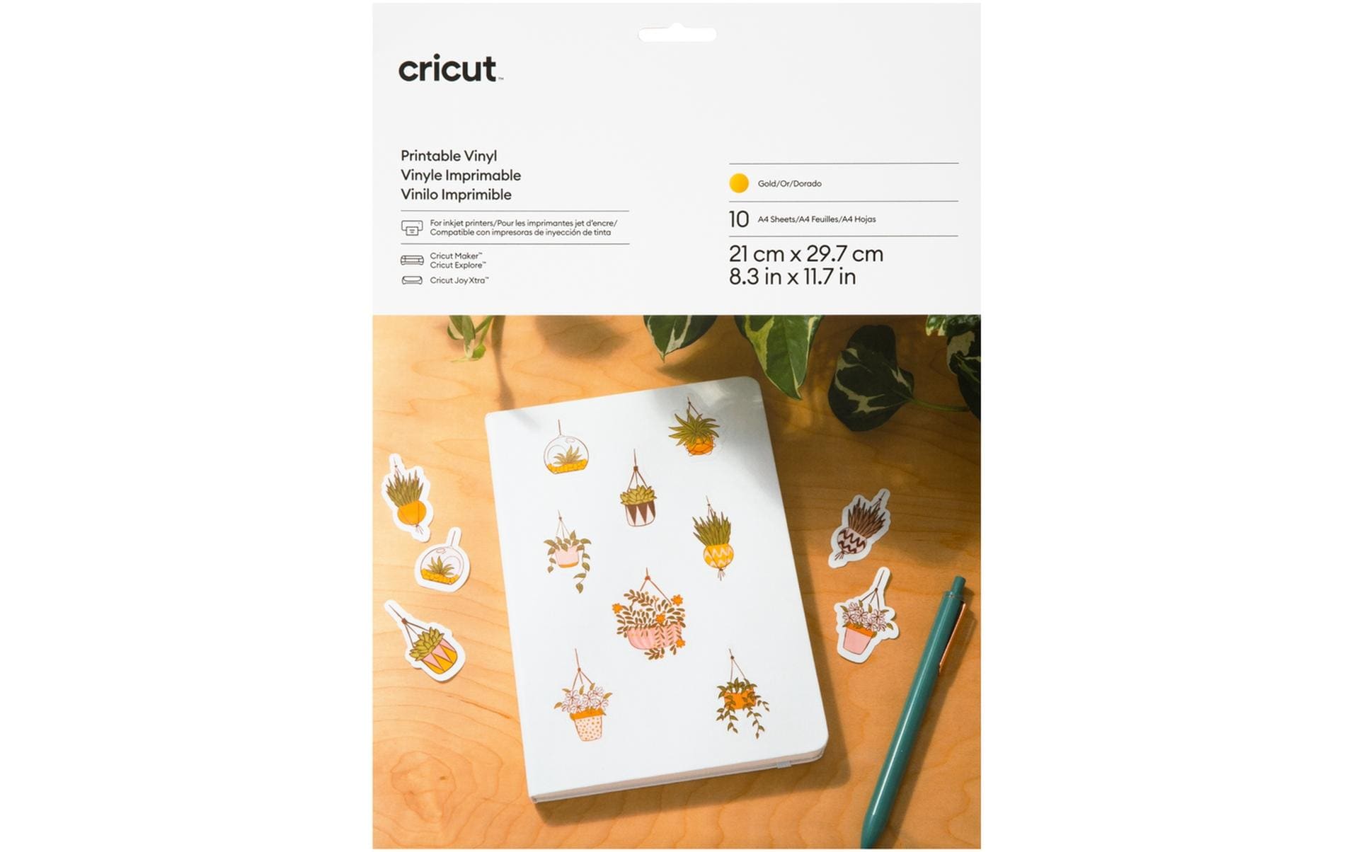 Cricut Vinylfolie Joy Xtra bedruckbar A4, 10 Stück, Gold