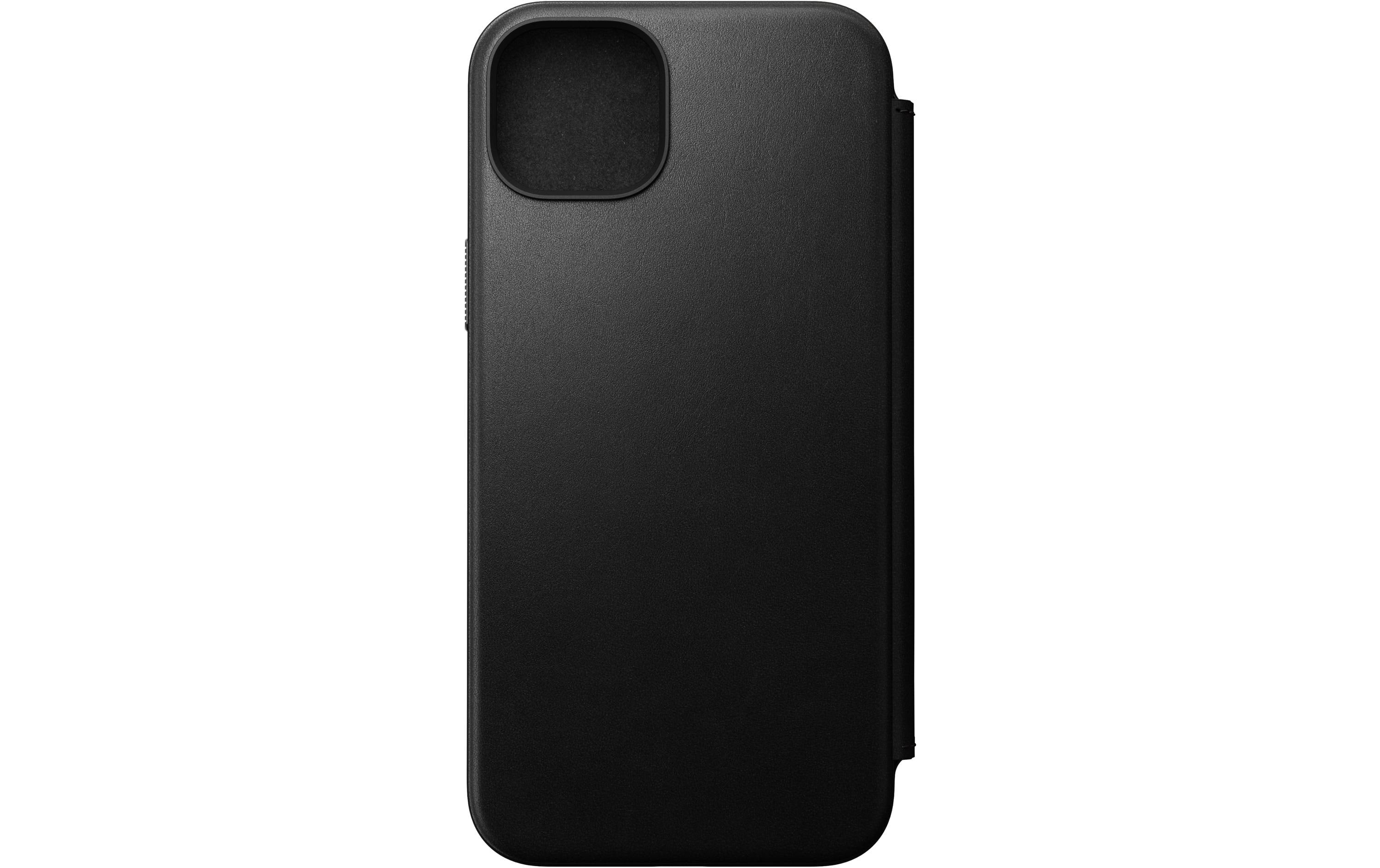 Nomad Book Cover Modern Leather Folio iPhone 15 Plus Schwarz