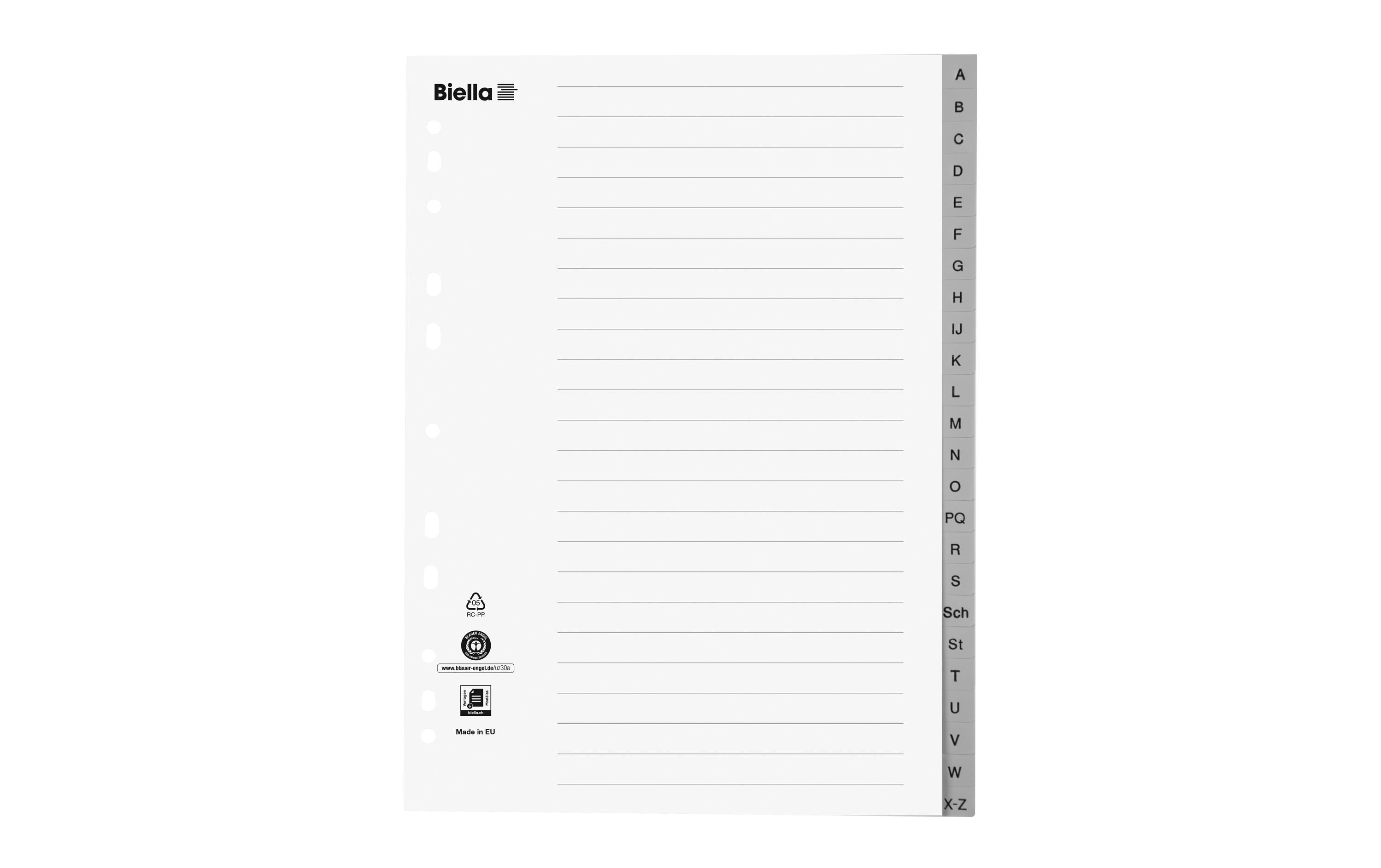 Biella Register A4 A-Z