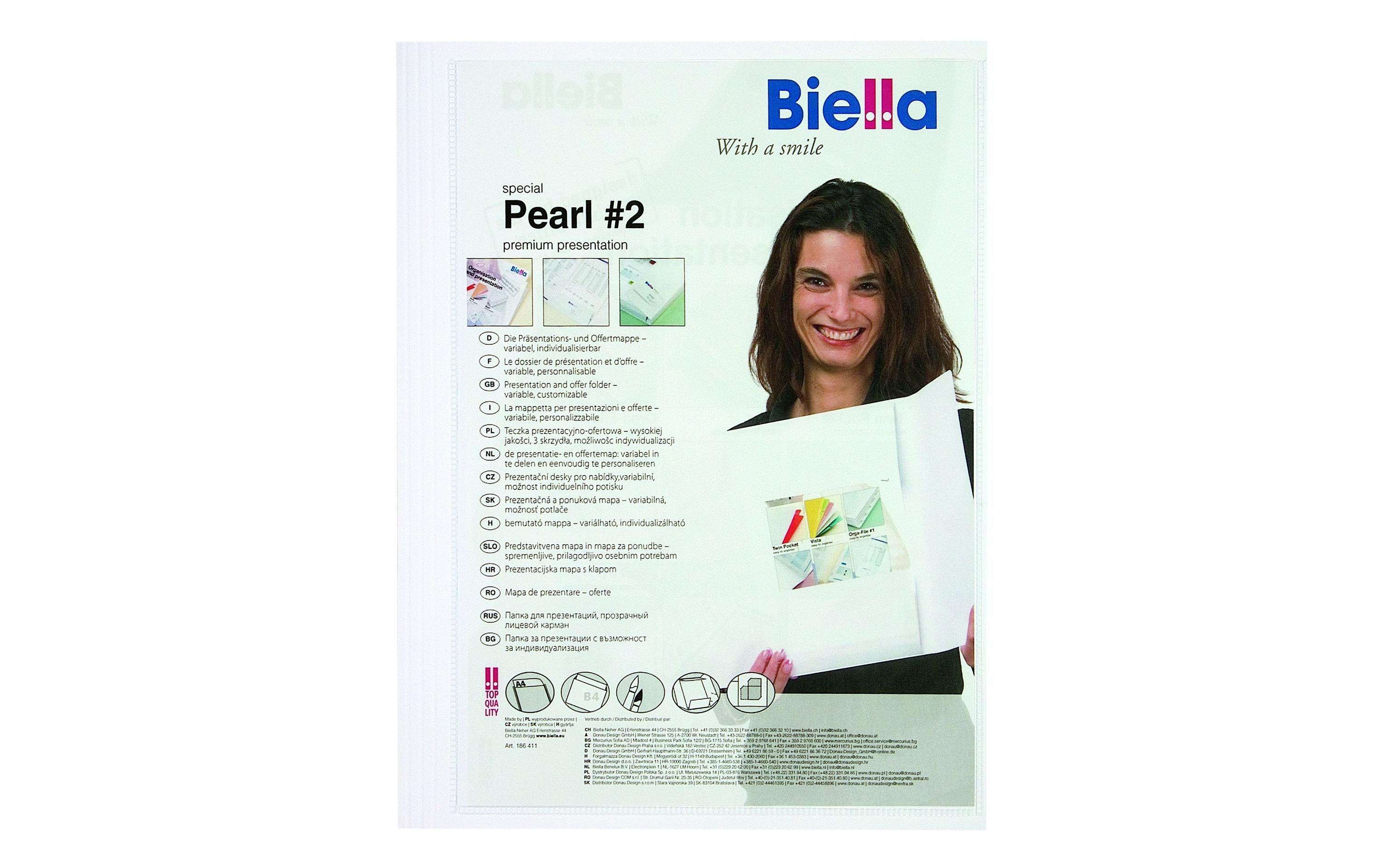 Biella Präsentationsmappe Pearl #2, A4, Weiss, 25 Stück