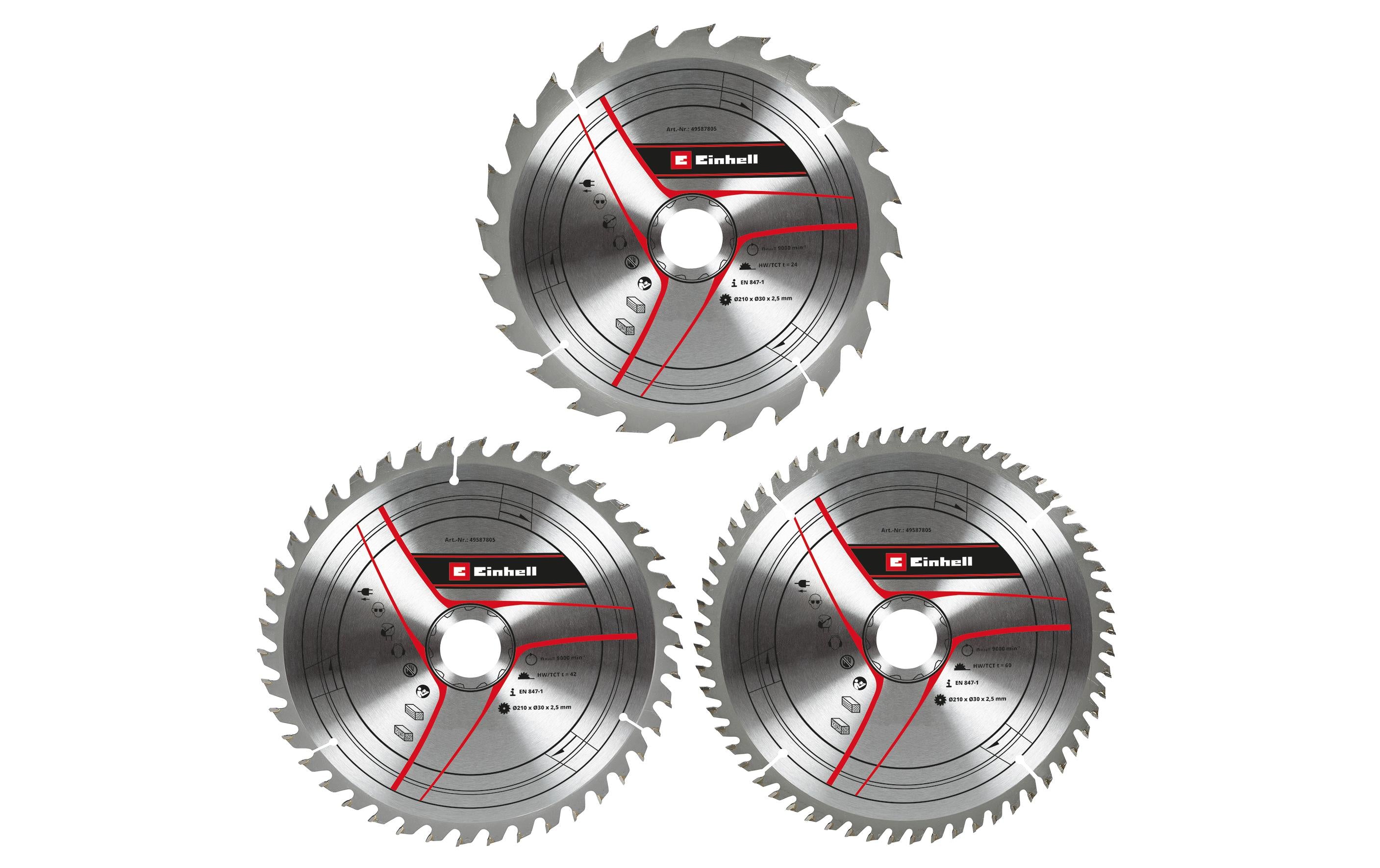 Einhell Sägeblätter-Set Ø 210 x 30 mm, 3-teilig