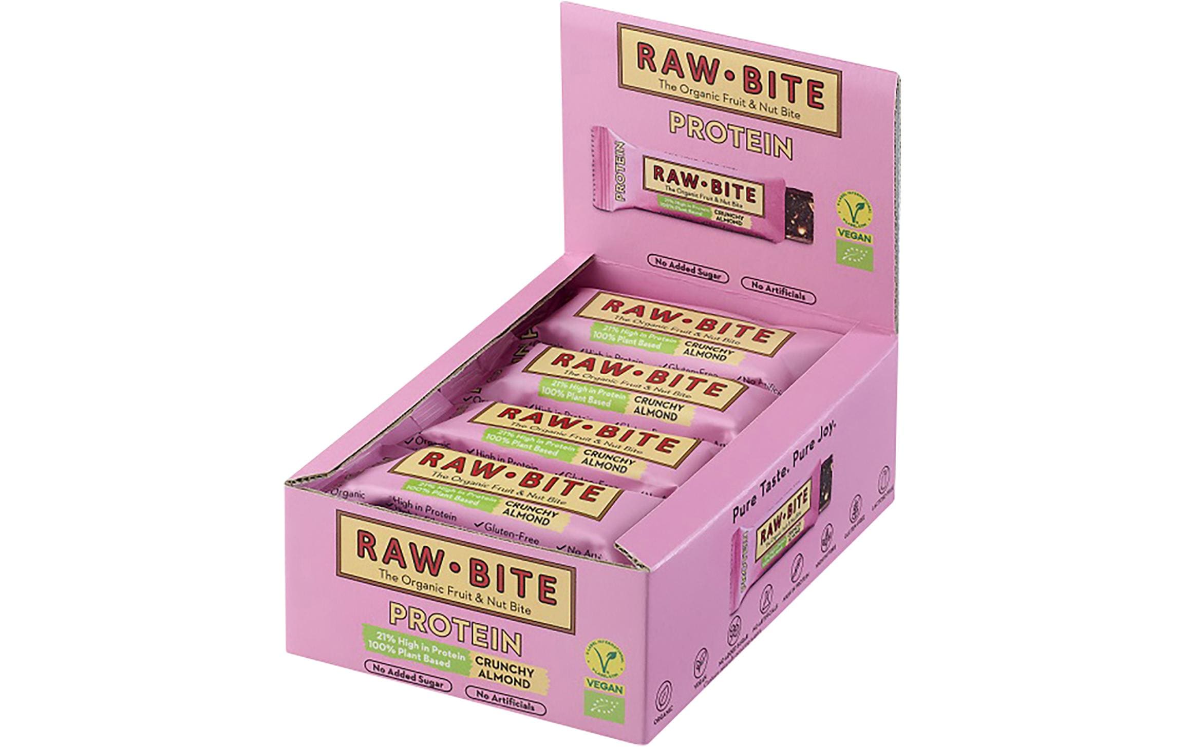 Rawbite Riegel Bio Rohkost Protein Crunchy Almond 12 x 45 g