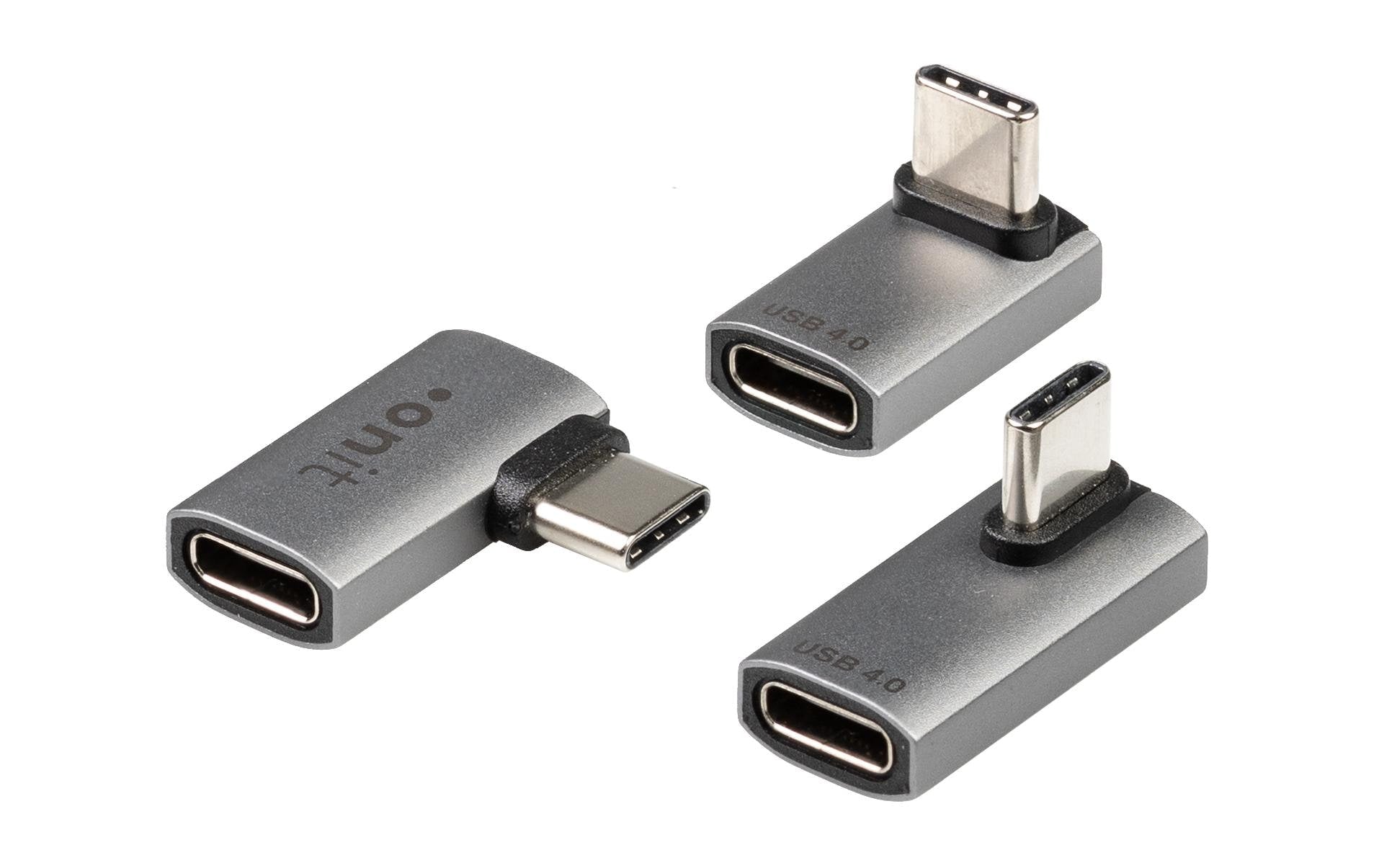 onit USB-Adapter gewinkelt USB-C Stecker - USB-C Buchse, 3-teilig