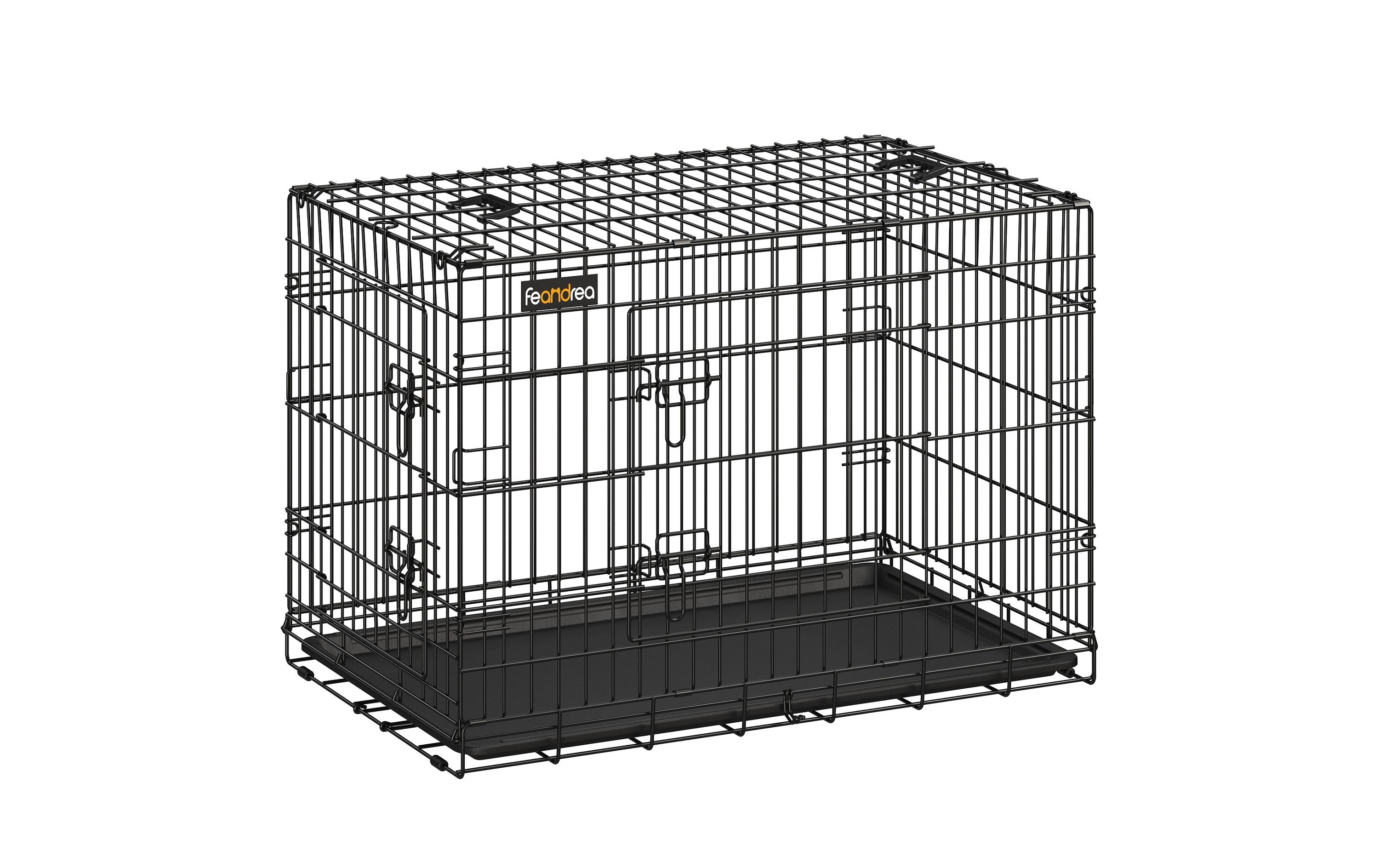 Feandrea Hundekäfig mit 2 Türen, 92.5 x 57.5 x 64 cm, Schwarz