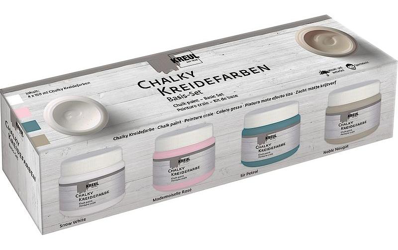 Kreul Kreidefarbe Chalky Set Basic, 4 x 150 ml