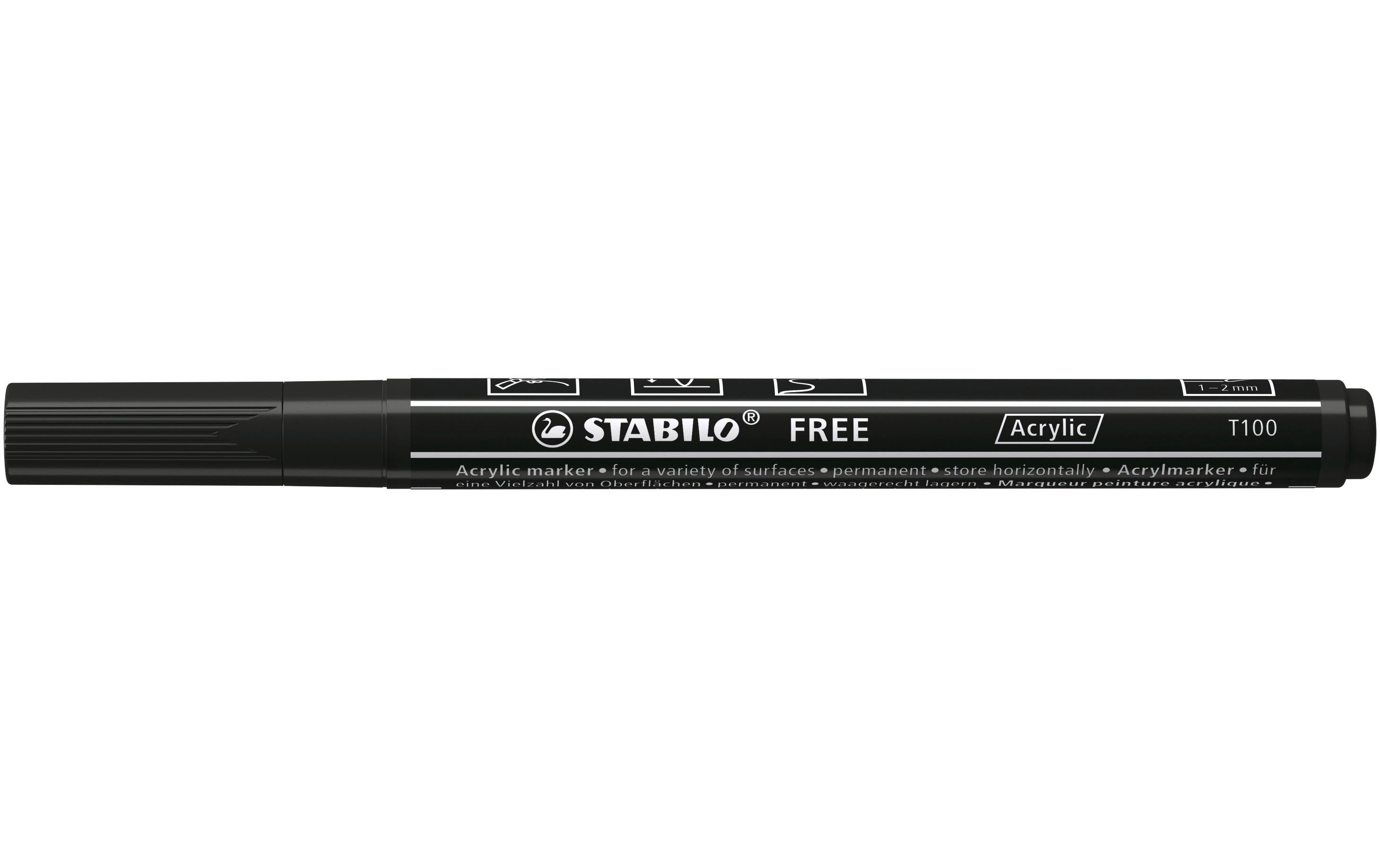STABILO Acrylmarker Free Acrylic T100 Schwarz