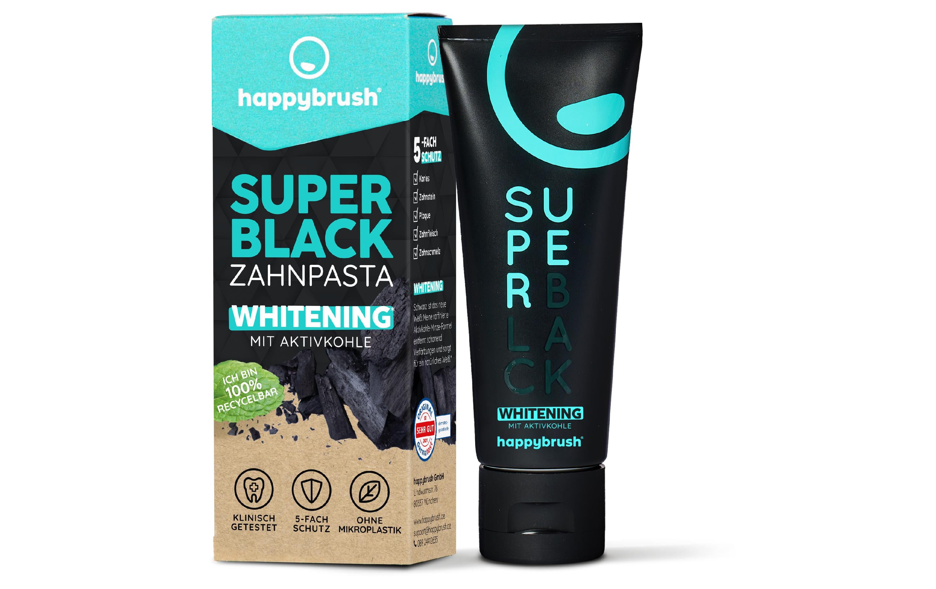 happybrush Zahnpasta SuperBlack 75 ml