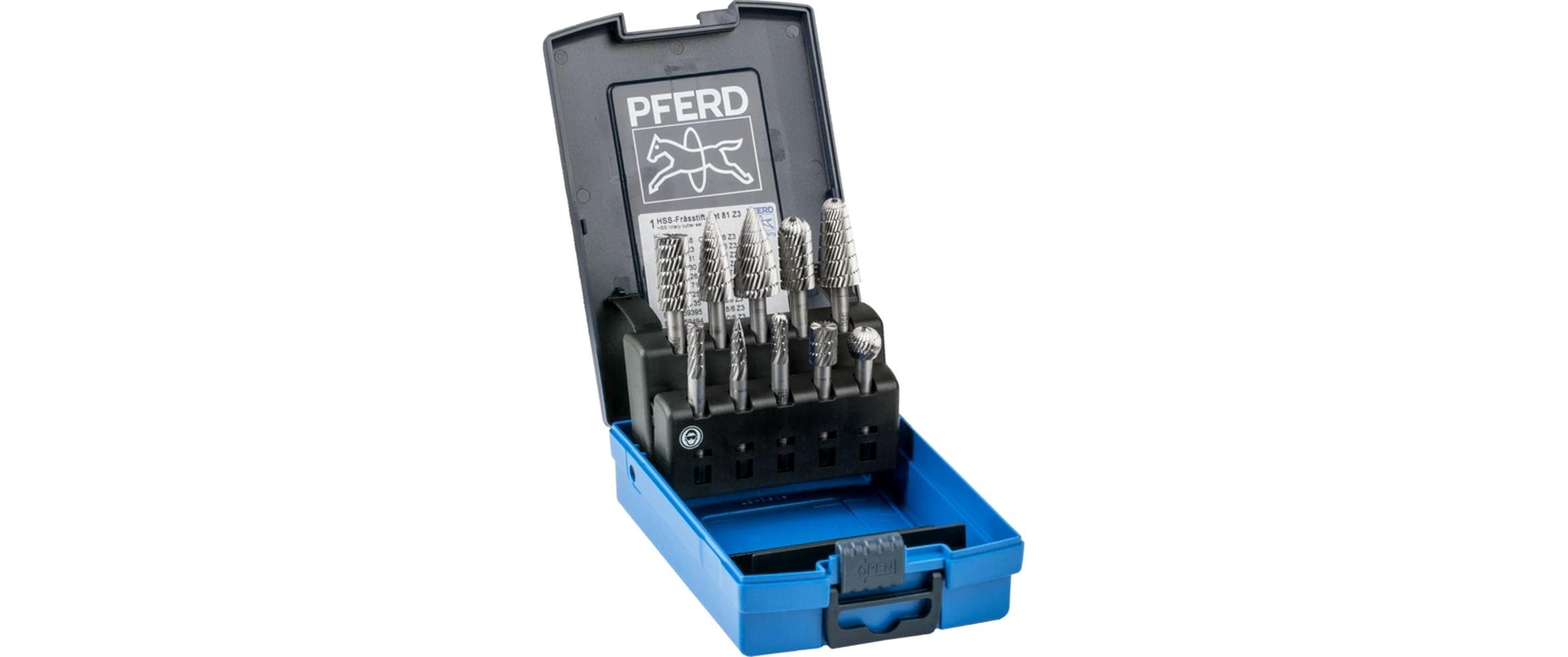 Pferd HSS-Frässtifte-Set 81, 10-tlg. Zahnung 3 Schaft-Ø 6 mm