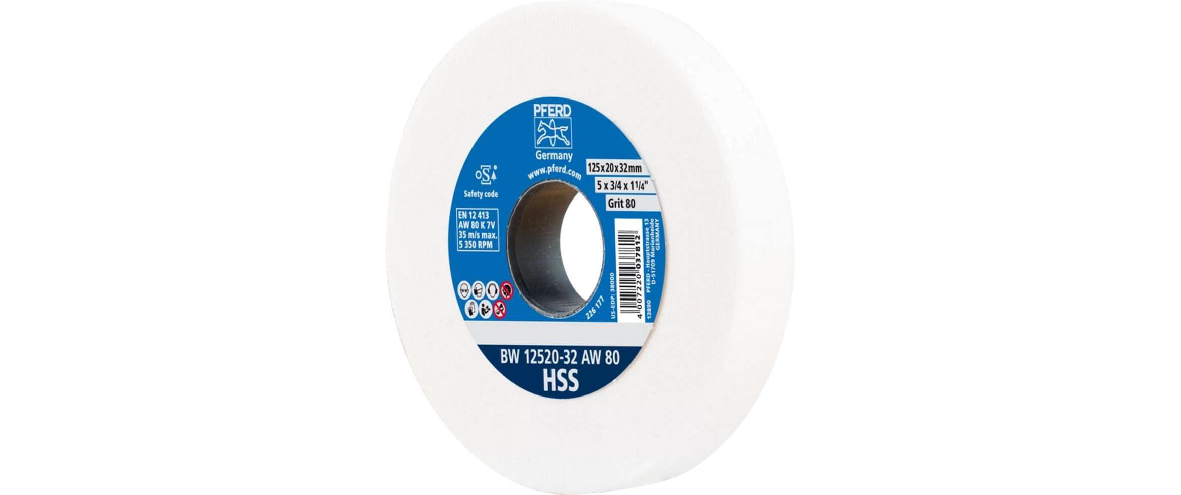 Pferd Schleifbockscheiben HSS Ø 125 x 20 mm Bohrung-Ø 32 mm A80