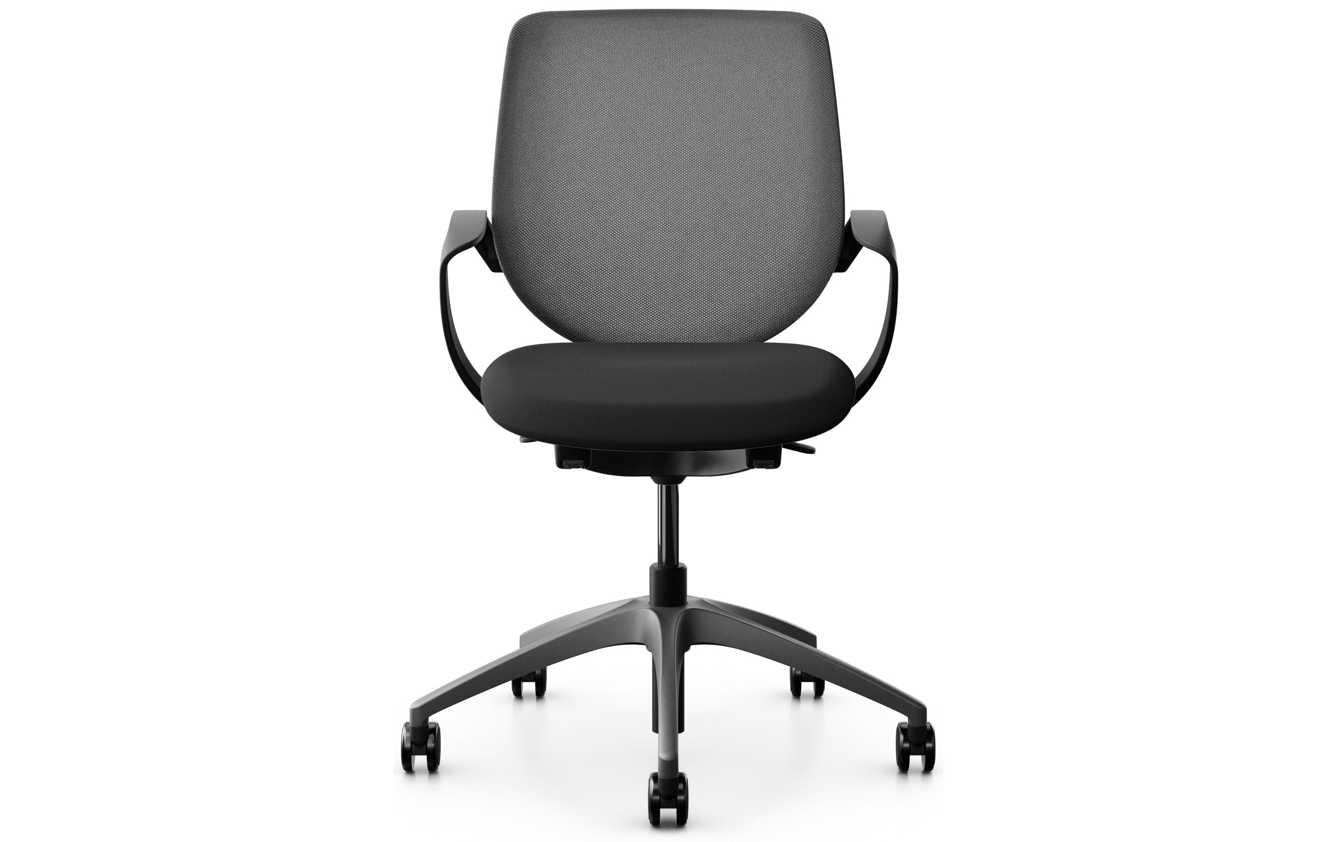 Giroflex Bürostuhl 313 mit Netzrücken und Armlehnen, Dunkelgrau