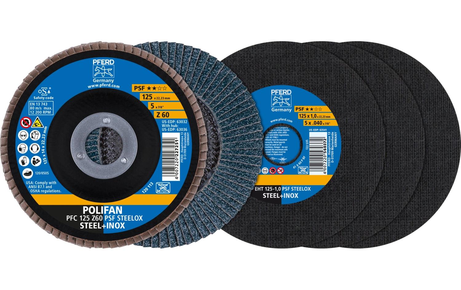 Pferd Trenn-/Fächerscheiben EHT 125, 22.23 mm, Set