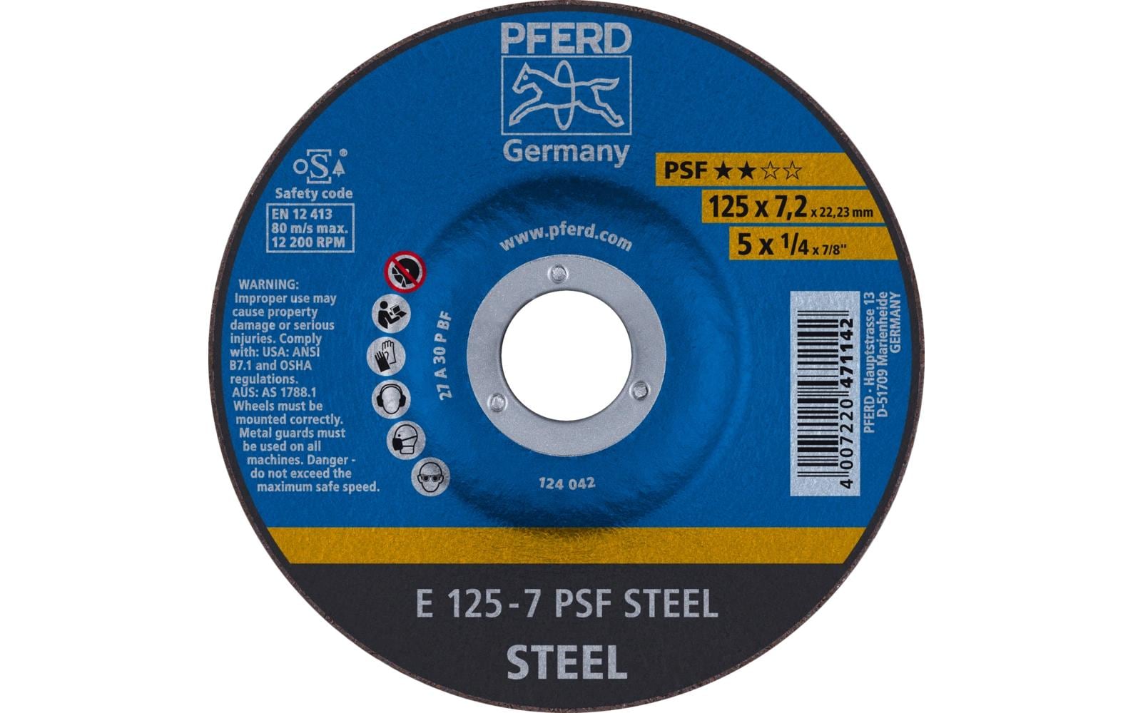 Pferd Schruppscheiben E 125 x 7.2 x 22.23 mm